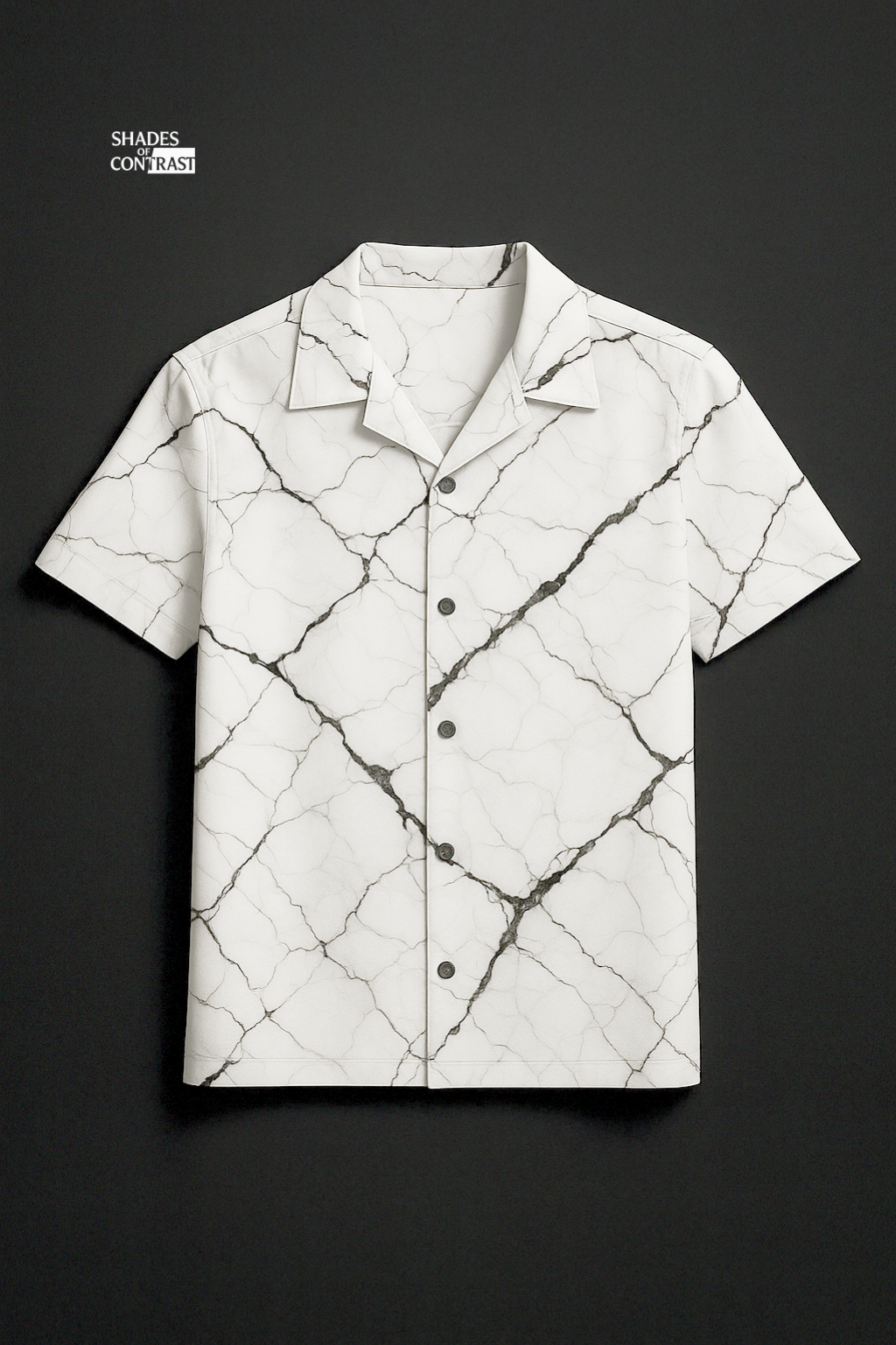 White Marbled Pattern Aloha Shirt