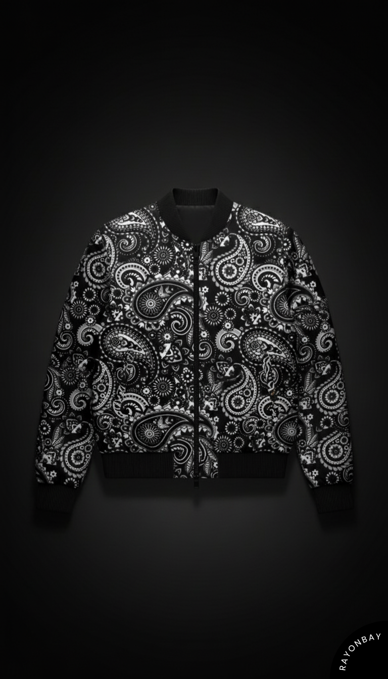 Black Paisley Unisex Bomber Jacket