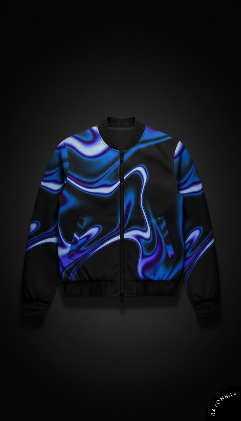 Blue Neon Liquid Unisex Bomber Jacket