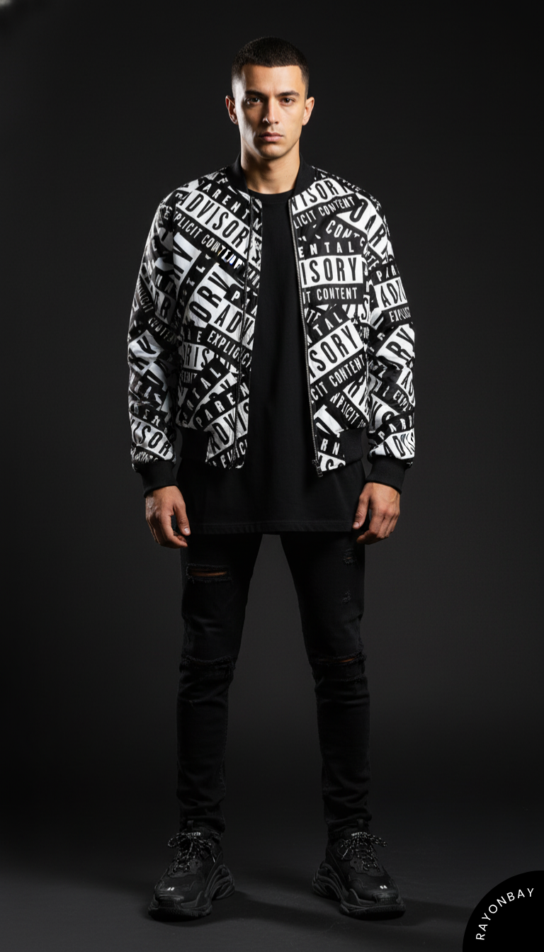 Explicit Warning Bomber Jacket