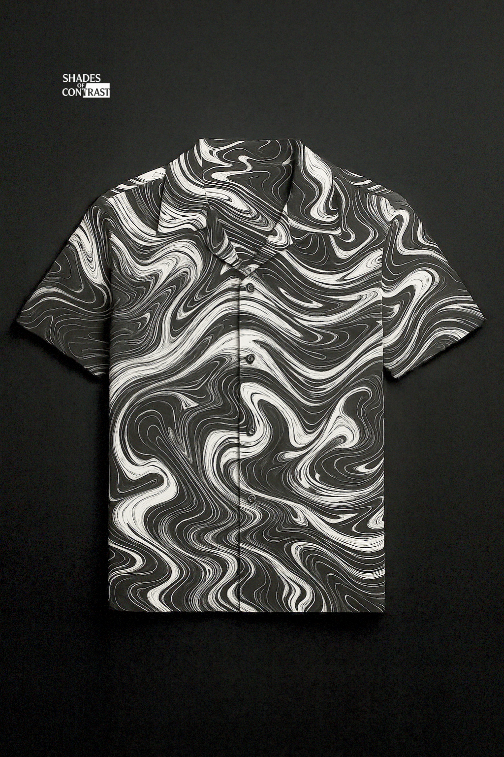 Abstract Black Liquid Aloha Shirt
