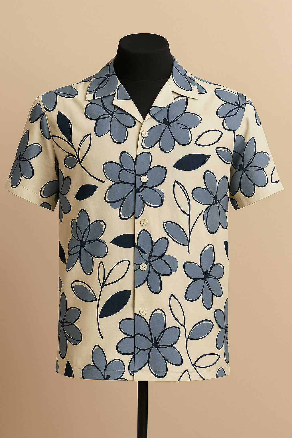 Midnight Petals Aloha Shirt ( 100% Rayon Fabric )