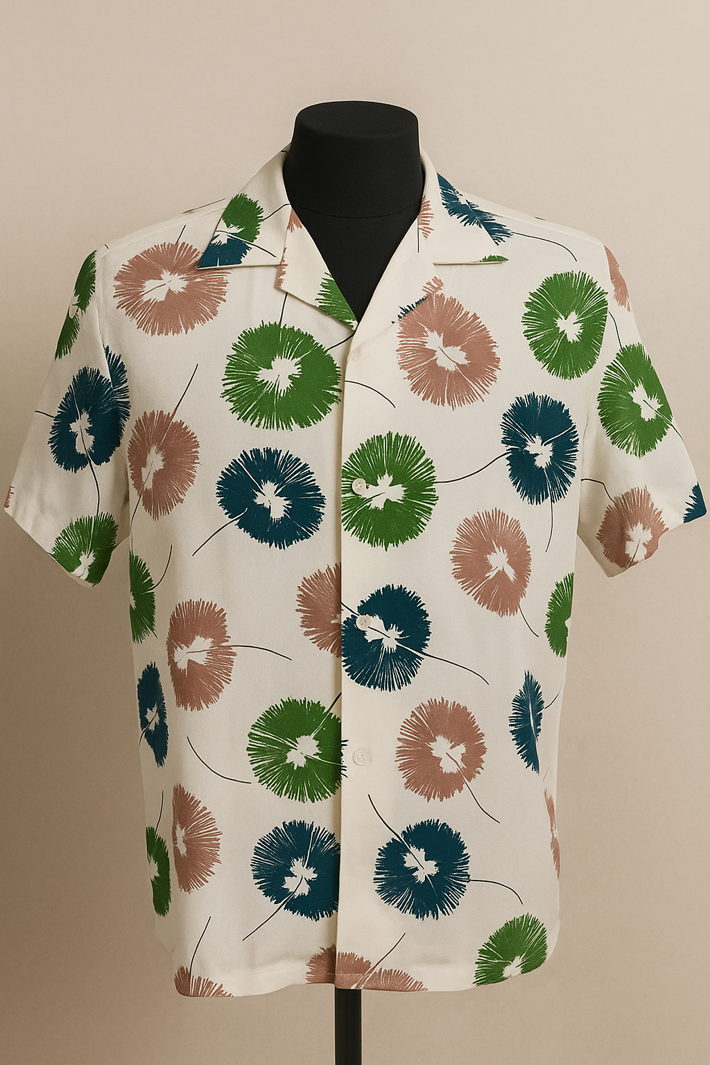 Palm Bloom Aloha Shirt ( 100% Rayon Fabric )