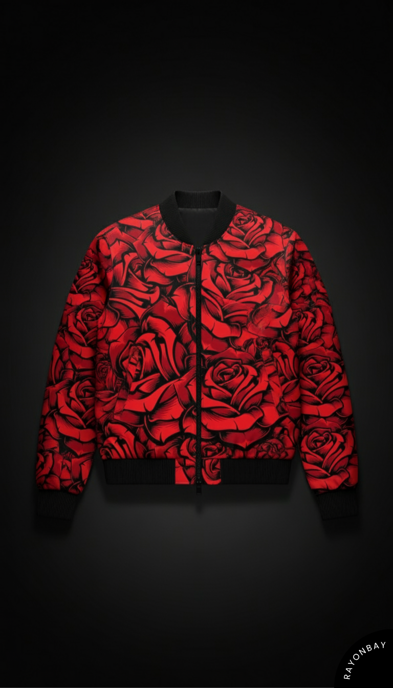 Red Rose Bomber Jacket