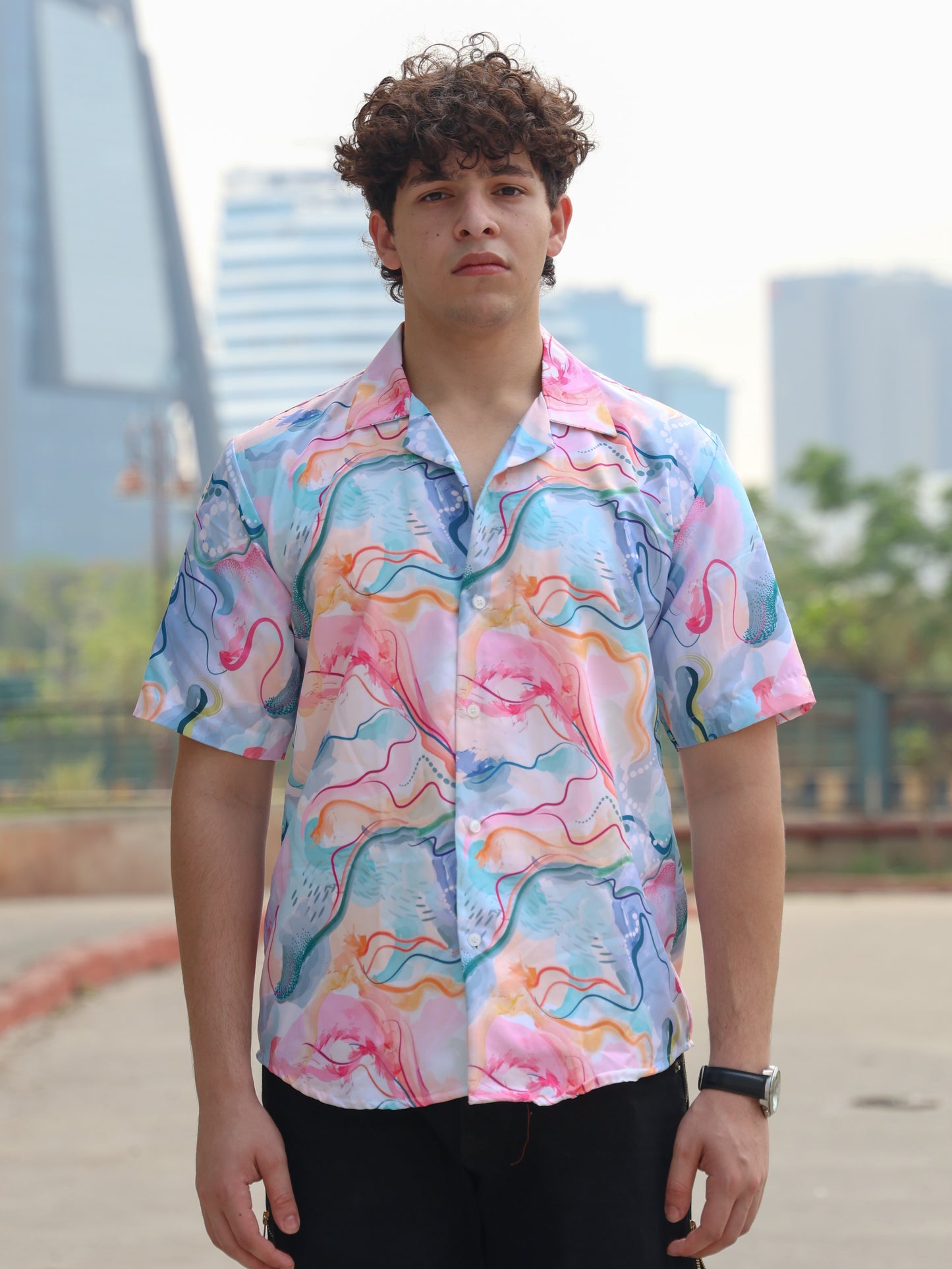 Blue Aquatic Art Aloha Shirt ( New )