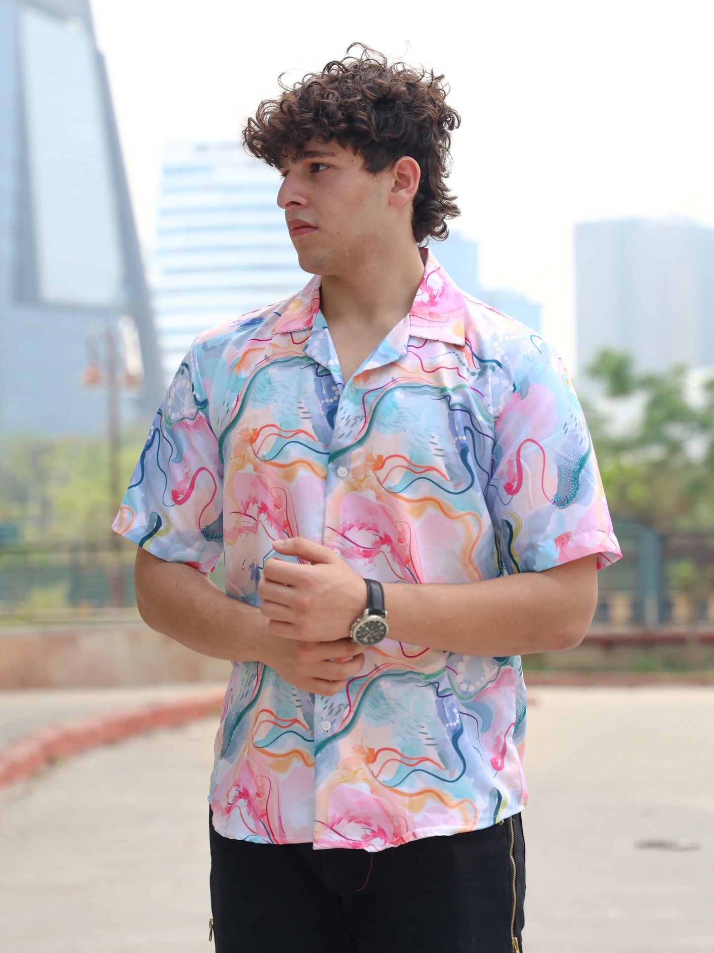 Blue Aquatic Art Aloha Shirt ( New )
