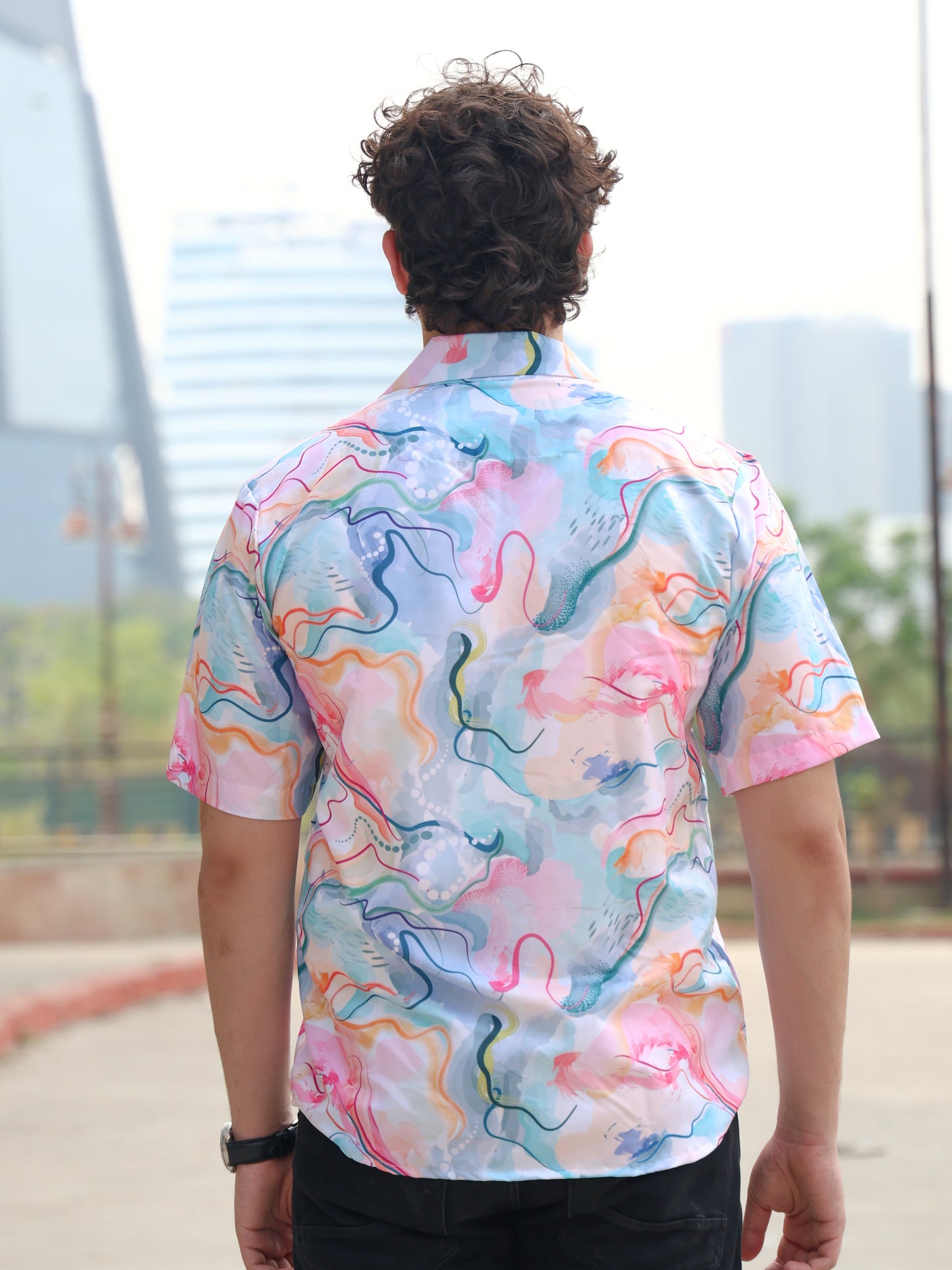 Blue Aquatic Art Aloha Shirt ( New )