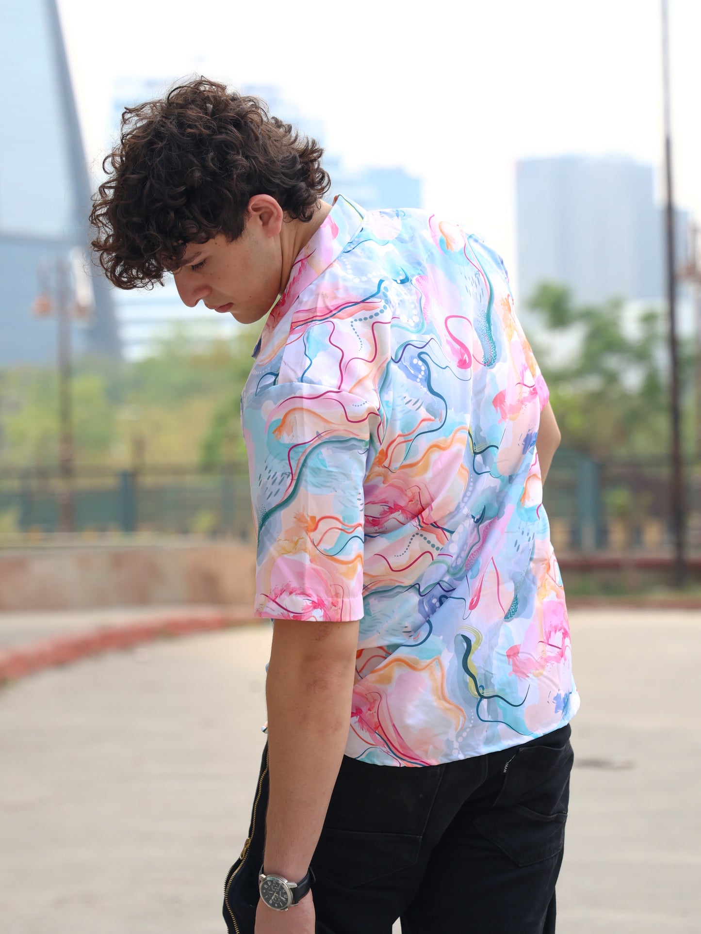 Blue Aquatic Art Aloha Shirt ( New )