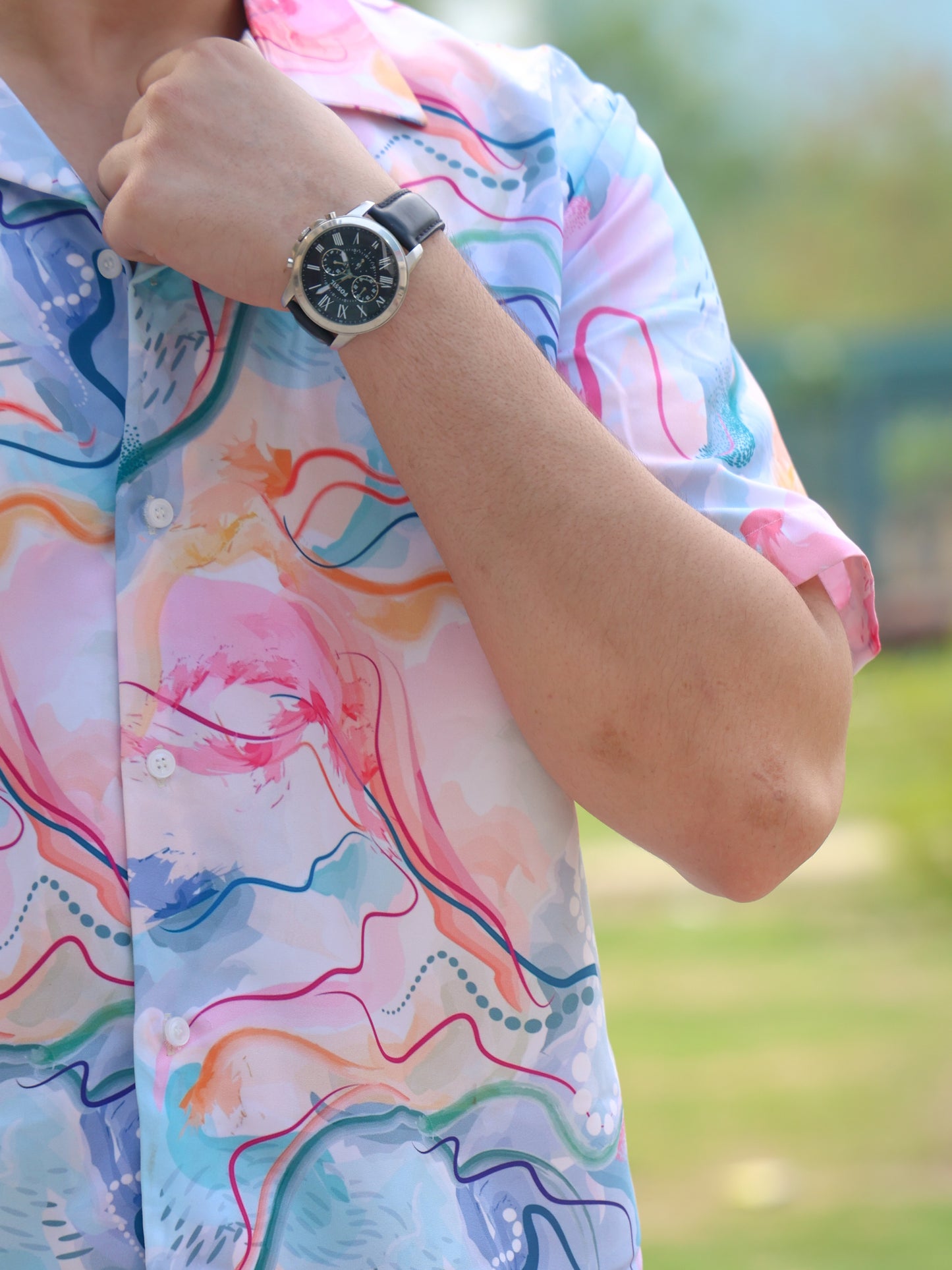 Blue Aquatic Art Aloha Shirt ( New )