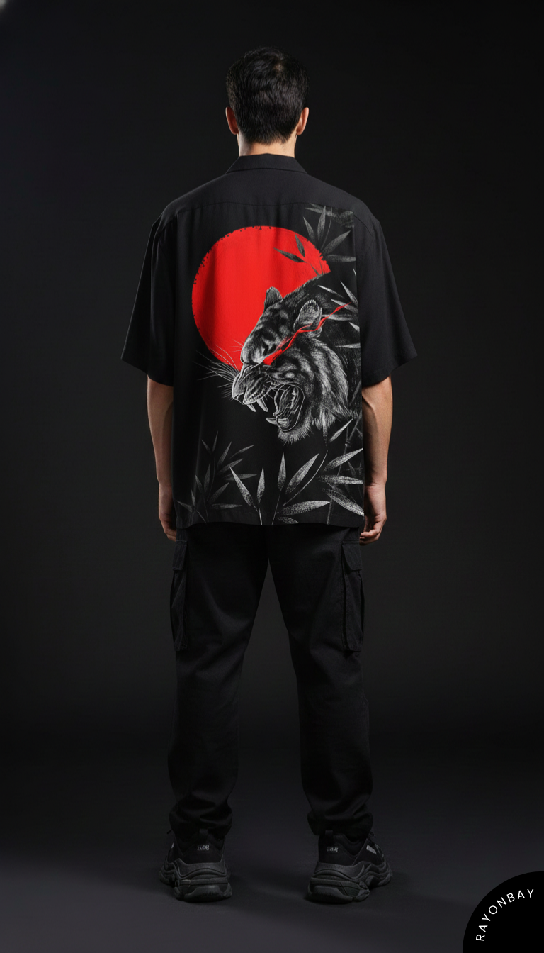 The Crimson Sun Tiger Aloha Shirt