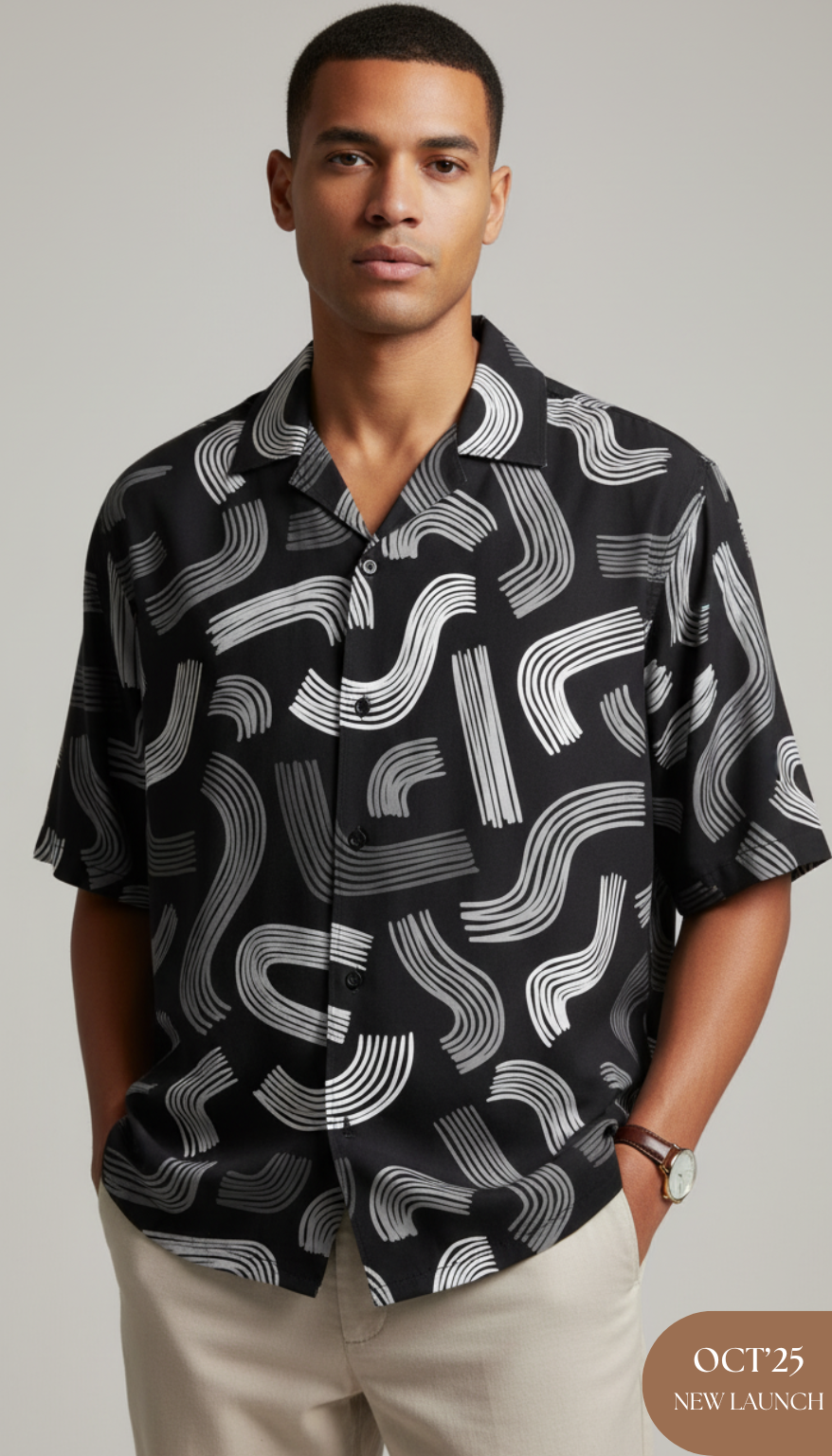 Black & White Abstract Art Aloha Shirt