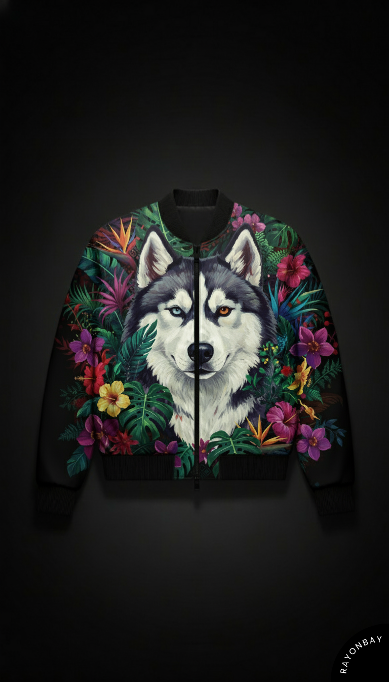 The Wild Husky Unisex Bomber Jacket