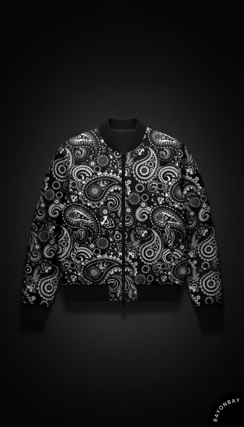 Black Paisley Unisex Bomber Jacket