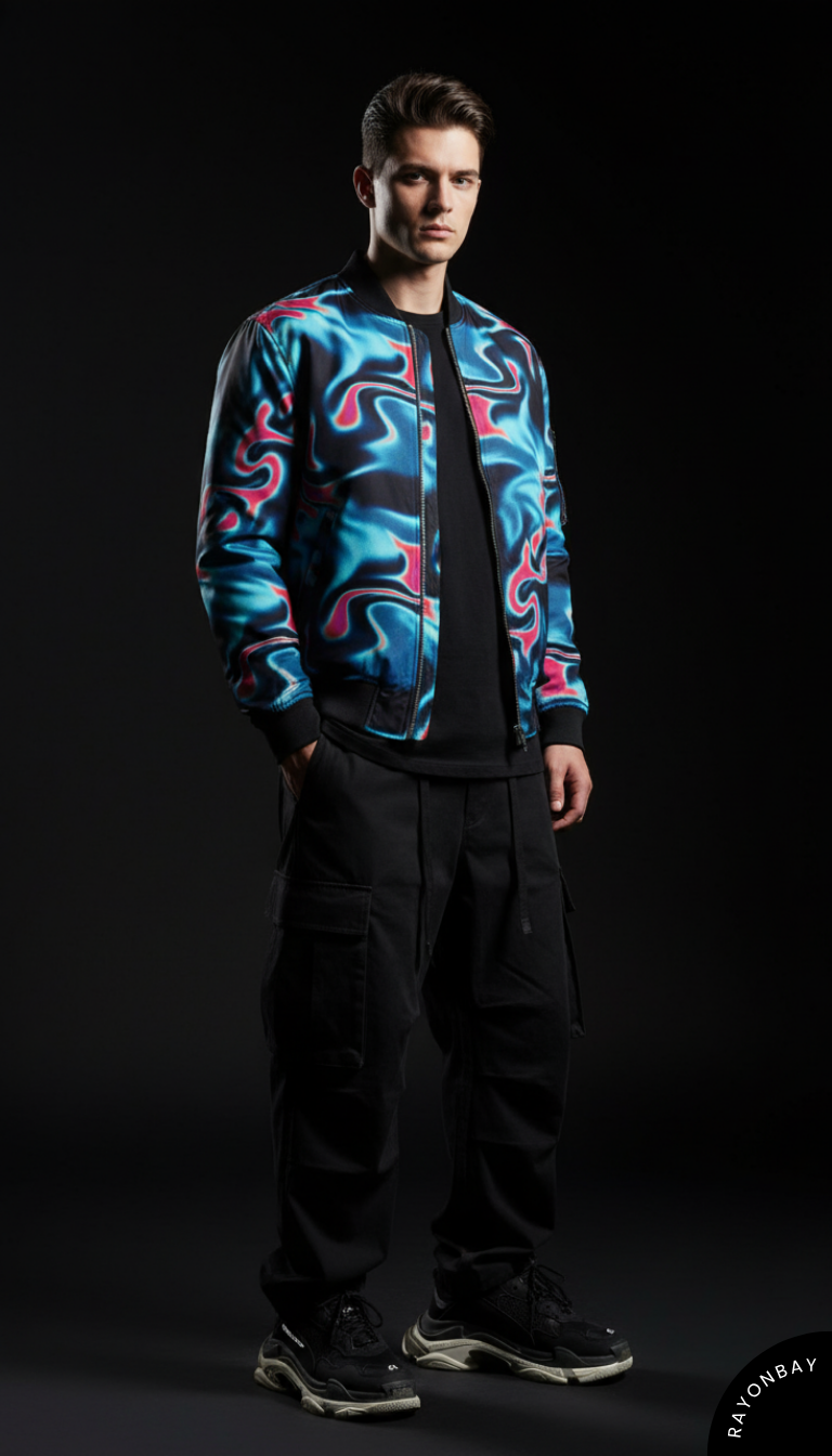 Abstract Neon Unisex Bomber Jacket
