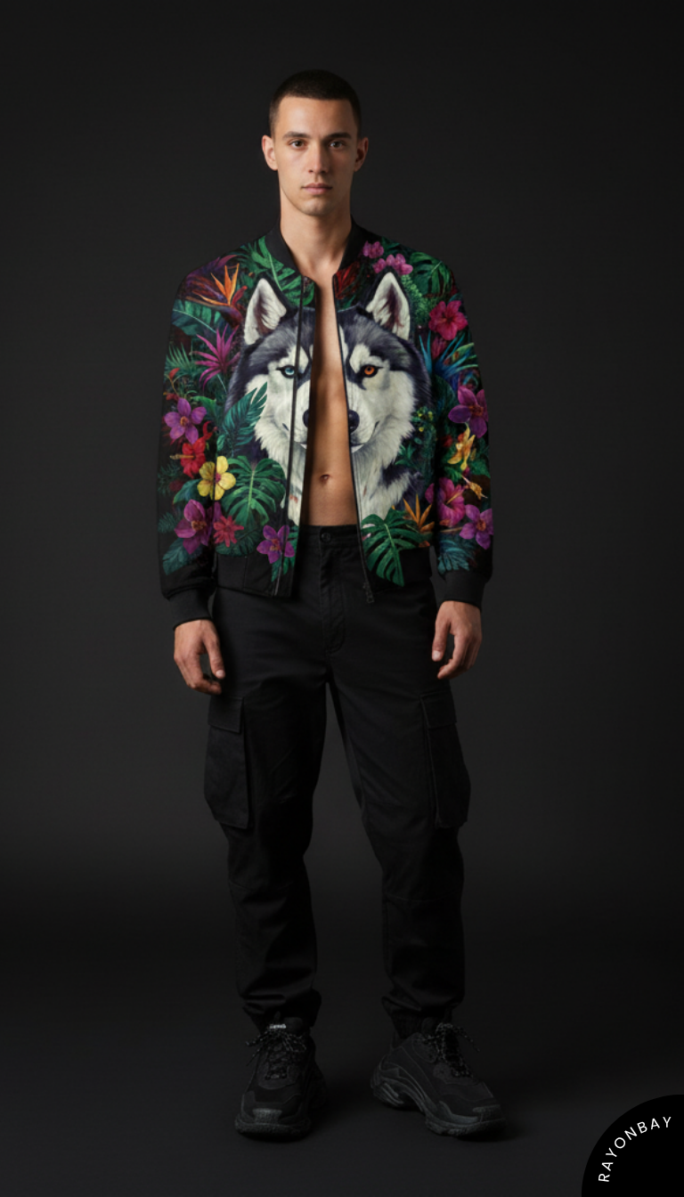 The Wild Husky Unisex Bomber Jacket
