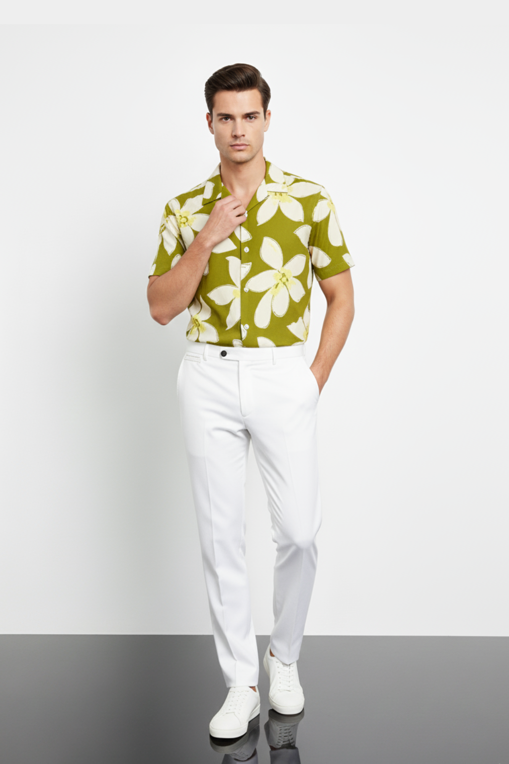 Olive Tropical Aloha Shirt