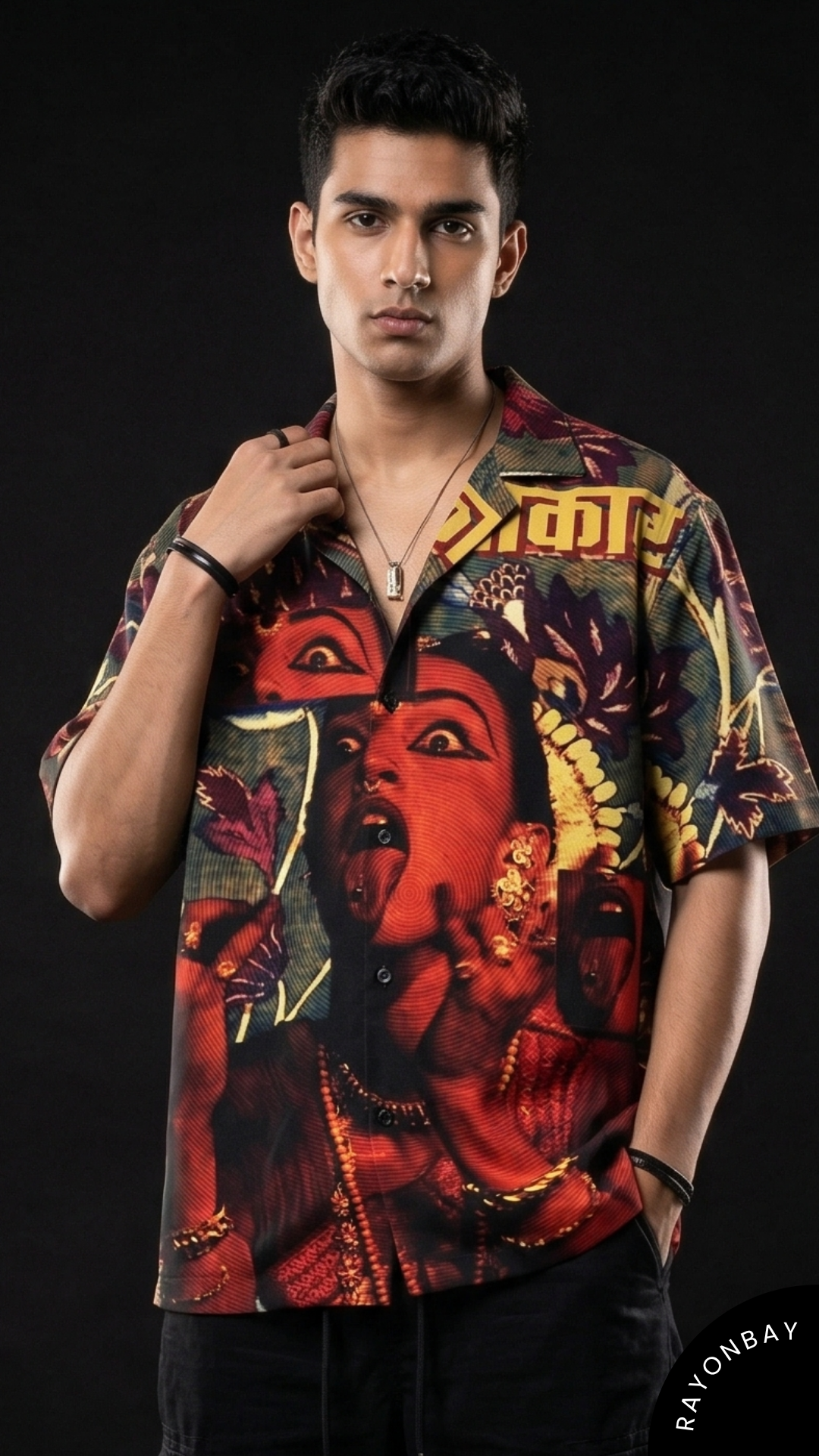 Mahakaal Graphic Print Aloha Shirt