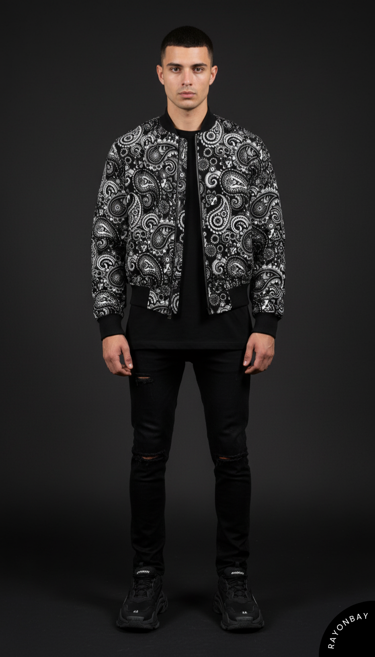 Black Paisley Unisex Bomber Jacket