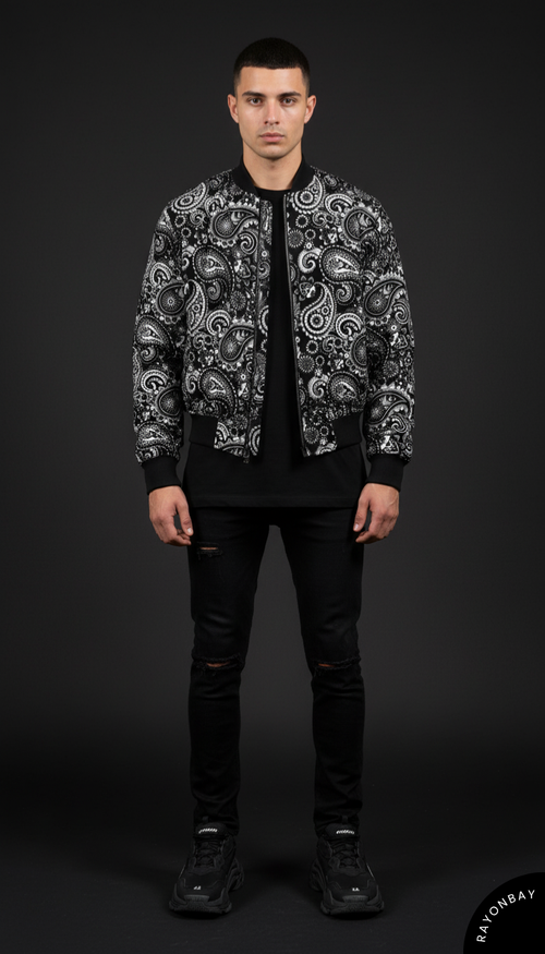 Black Paisley Unisex Bomber Jacket
