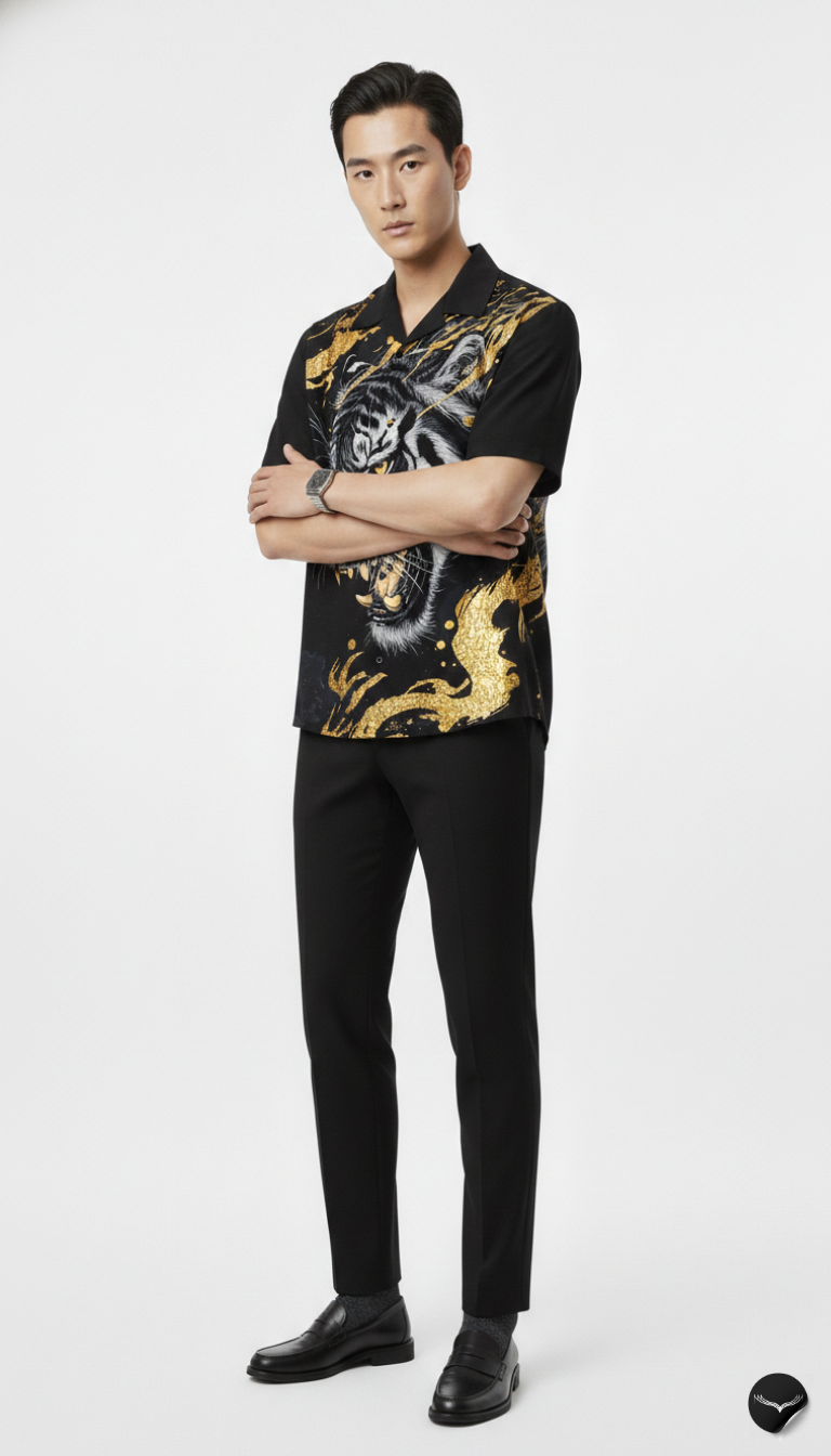 The Golden Ember Tiger Aloha Shirt