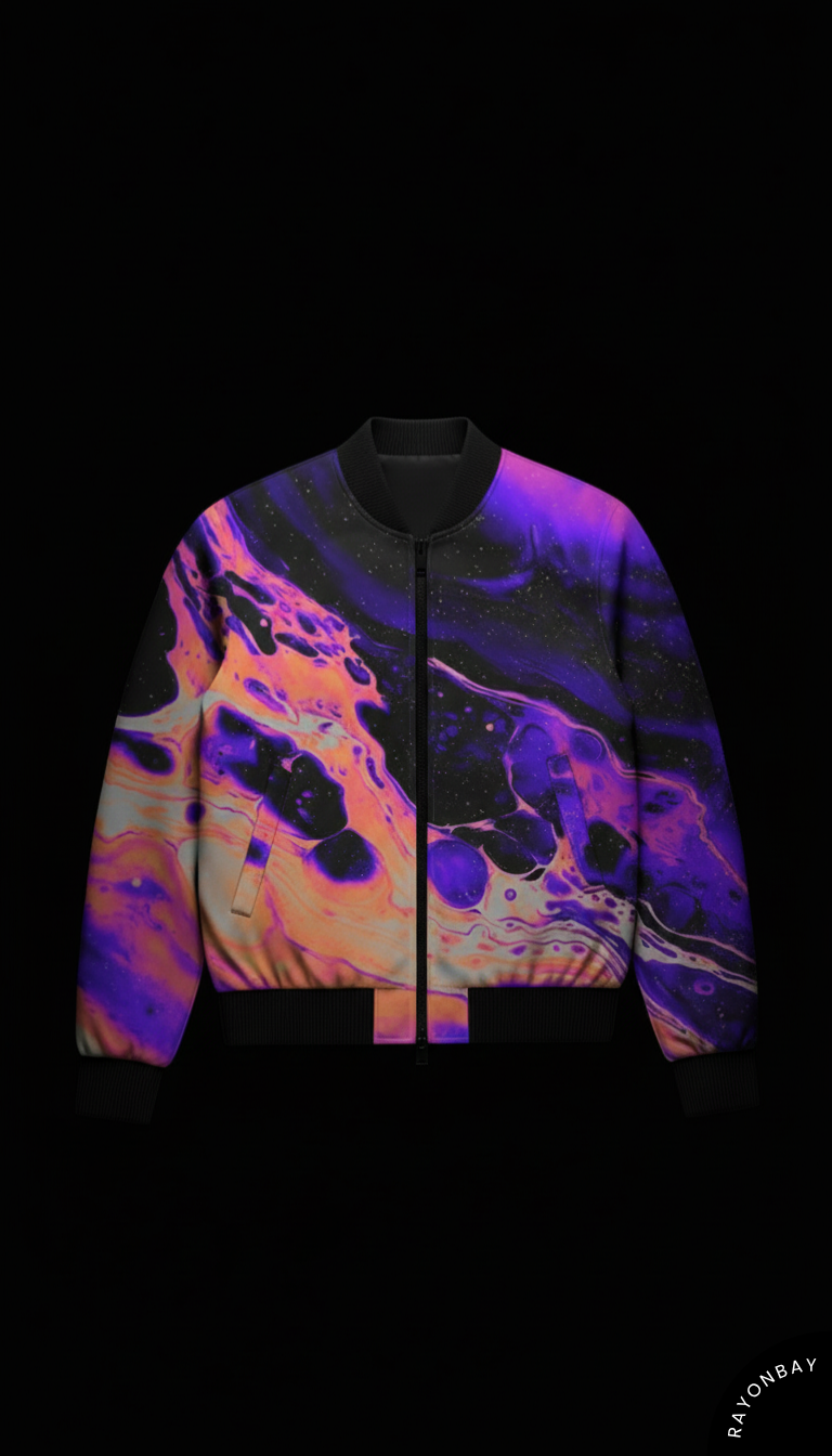 Neon Liquid Art Unisex Bomber Jacket