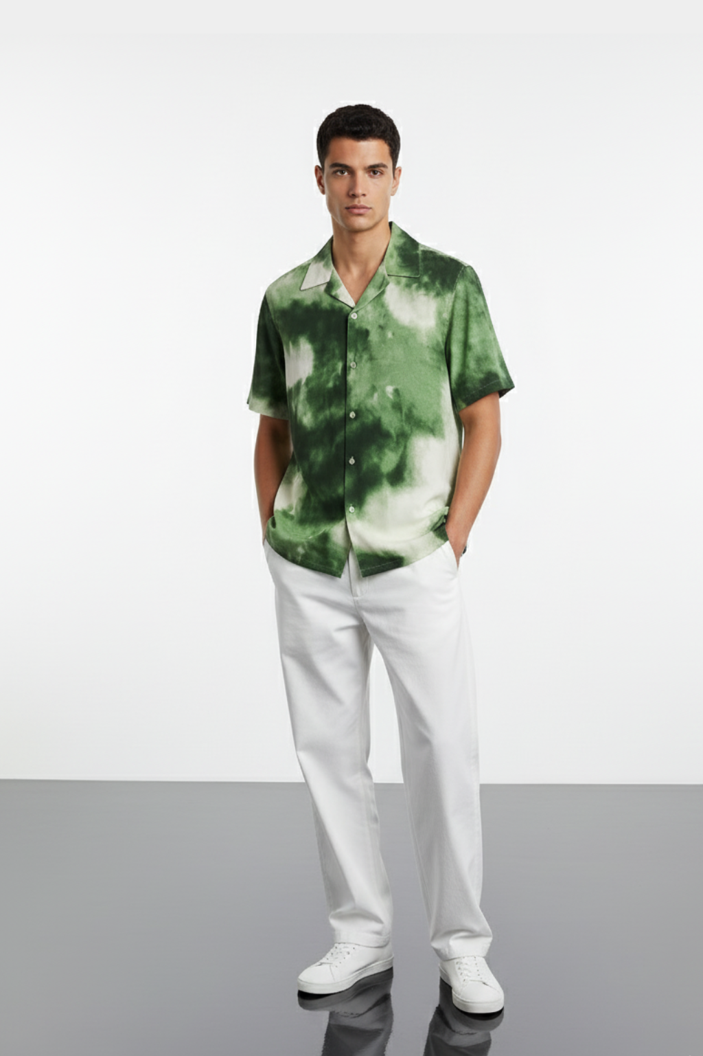 Forest Mist Tie-Dye Aloha Shirt