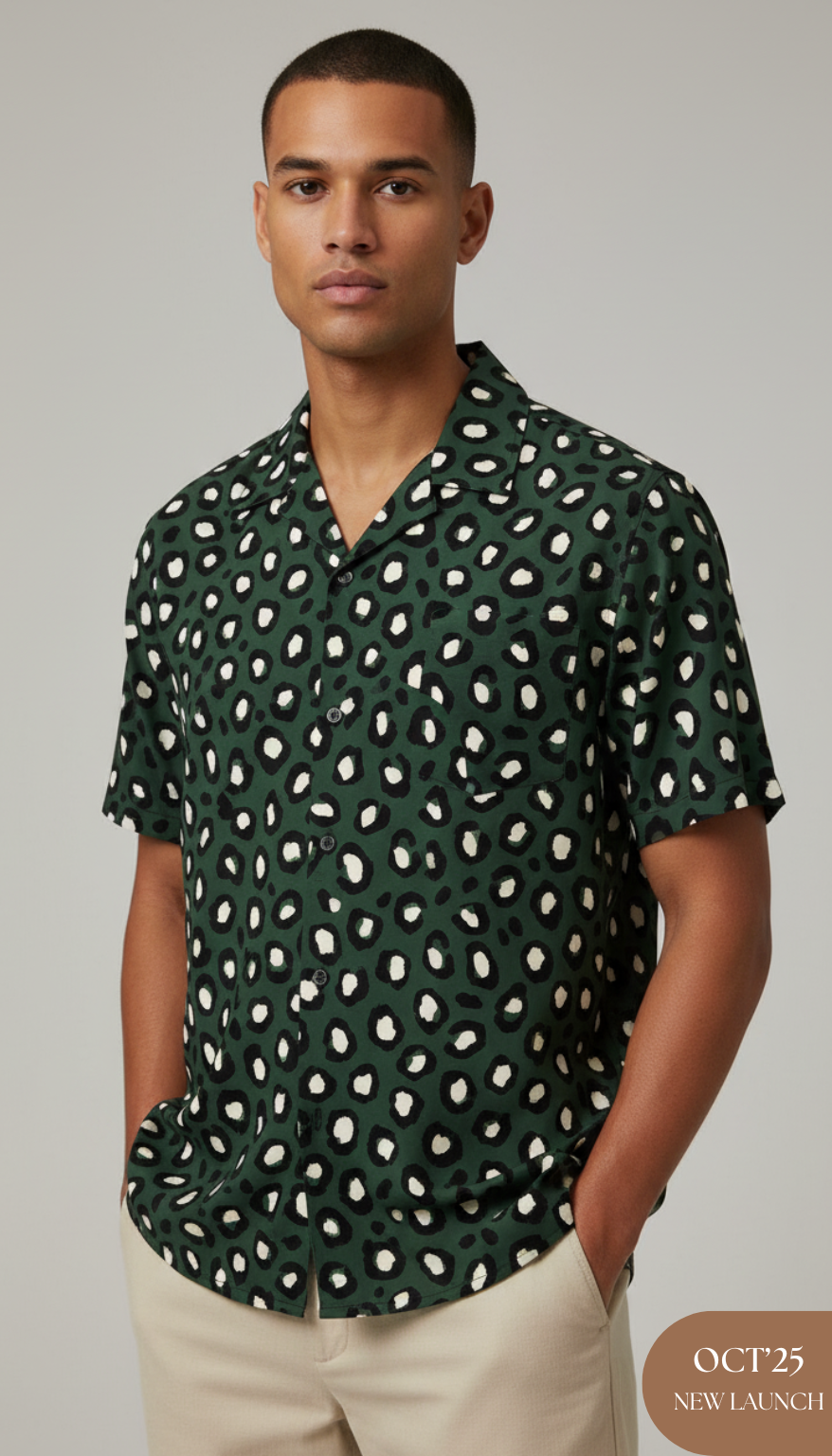 Green Cheetah Print Aloha Shirt