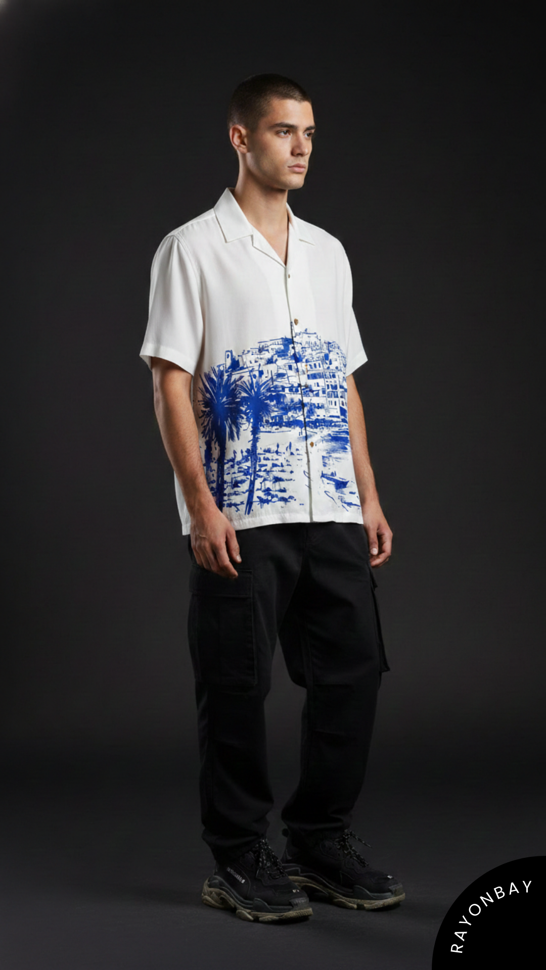 The Santorini Vista Aloha Shirt