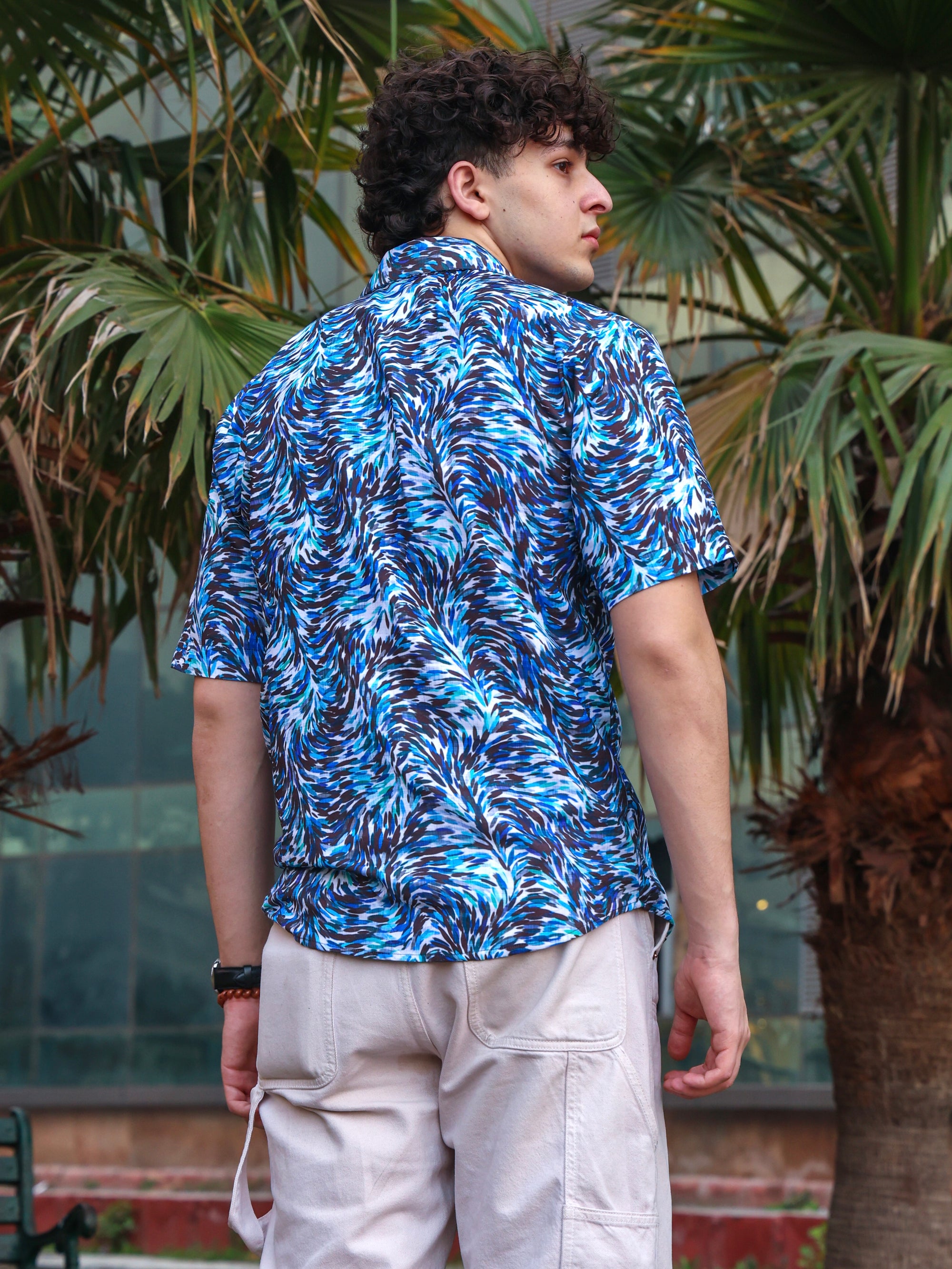 Blue Stroke Art Abstract Pattern Aloha Shirt