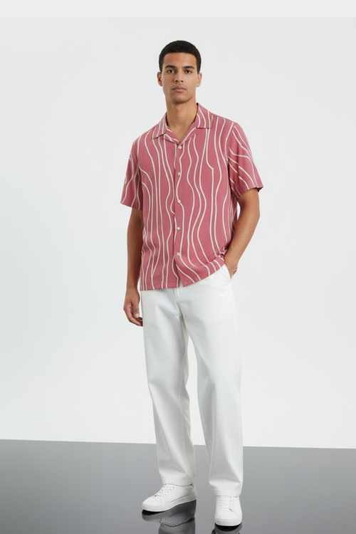 Abstract Pastel Pink Aloha Shirt