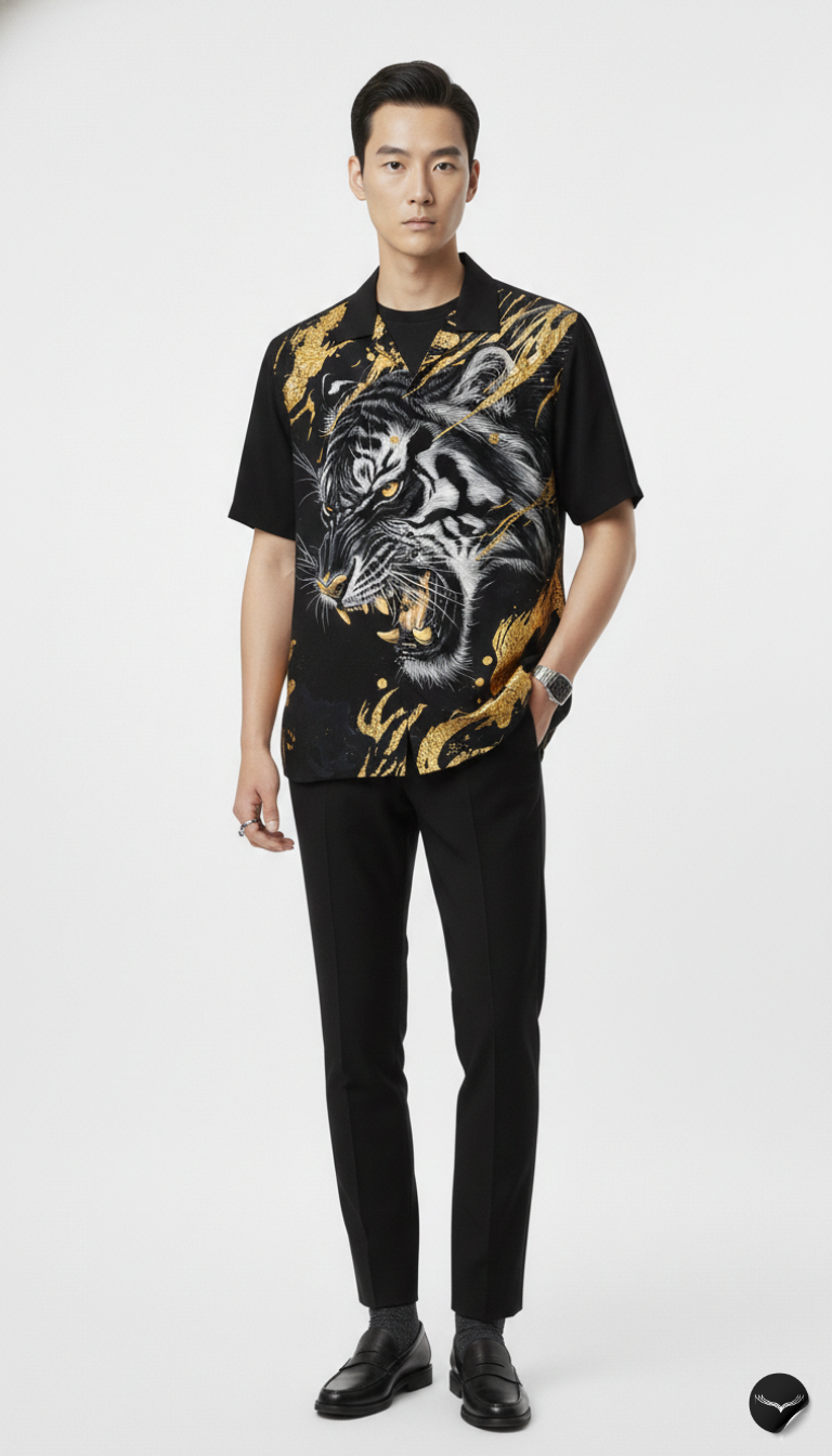 The Golden Ember Tiger Aloha Shirt