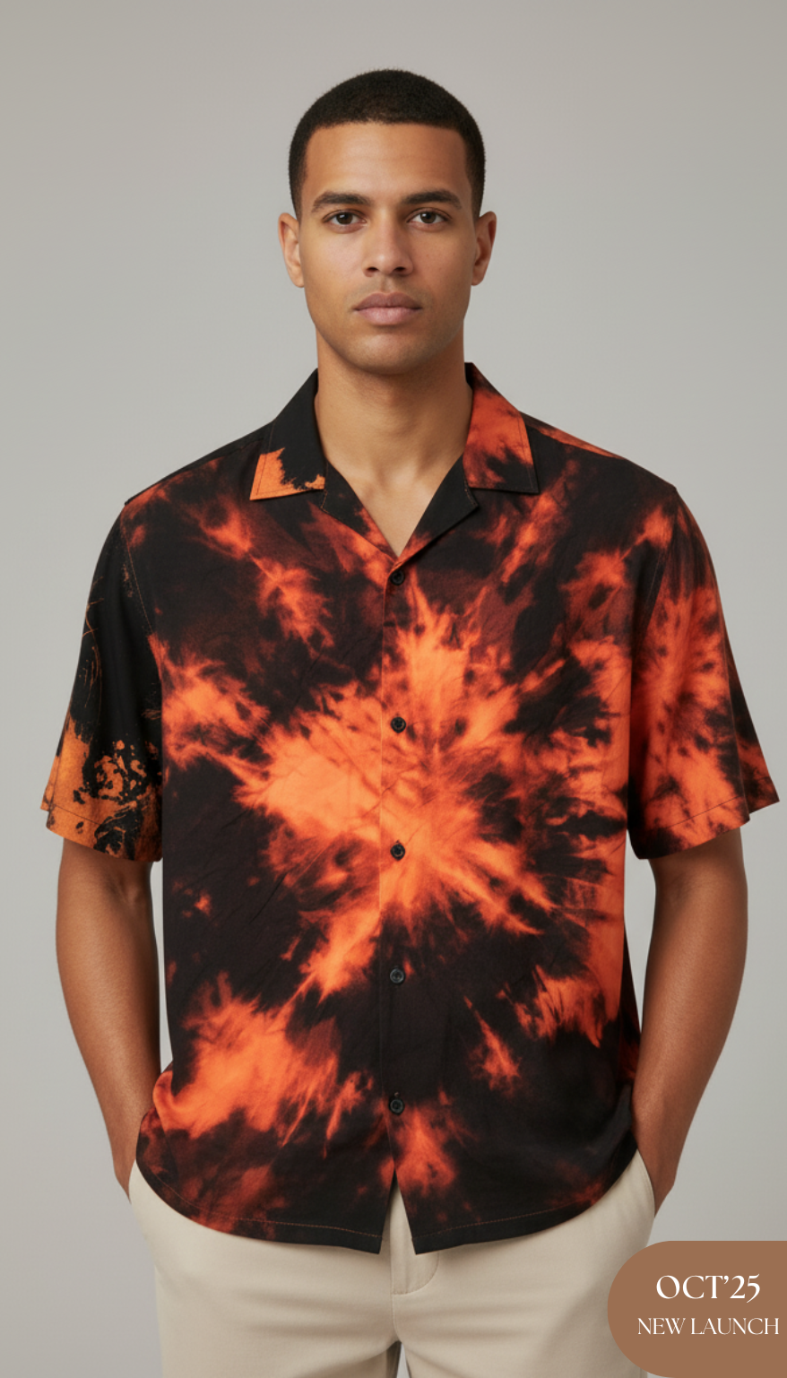 Black & Red Tie Dye Liquid Art Aloha Shirt
