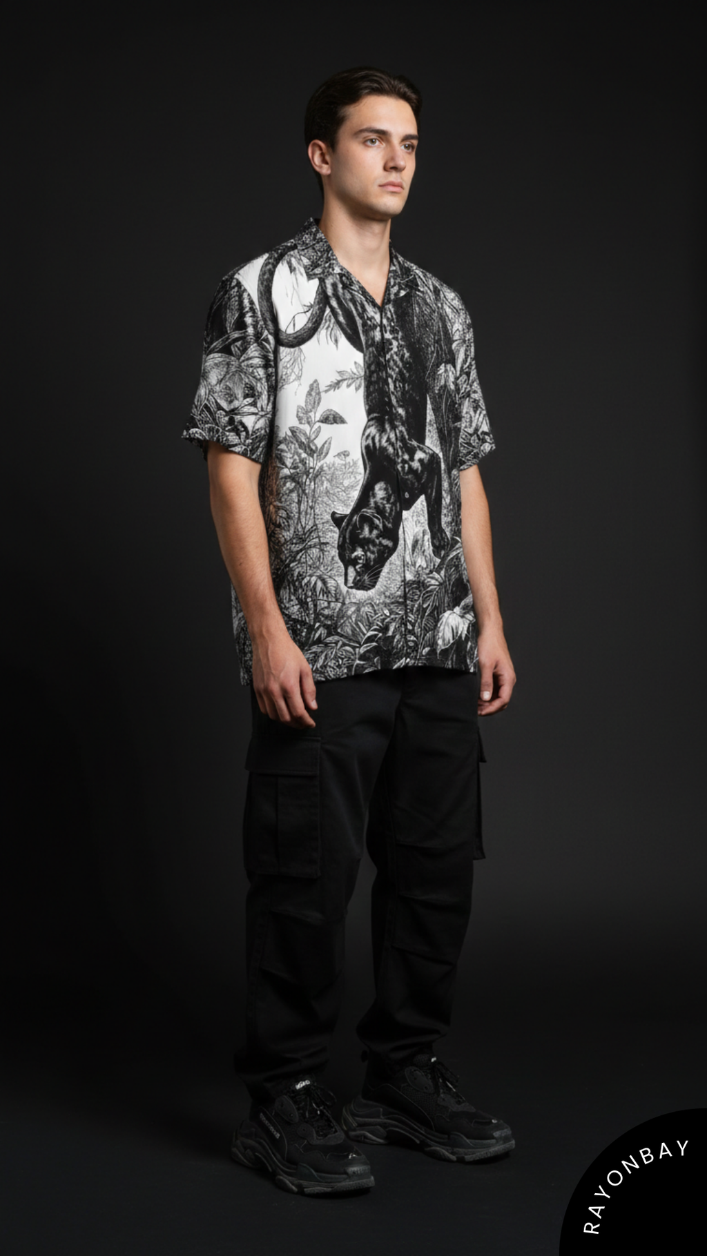 The Charcoal Jungle Art Aloha Shirt