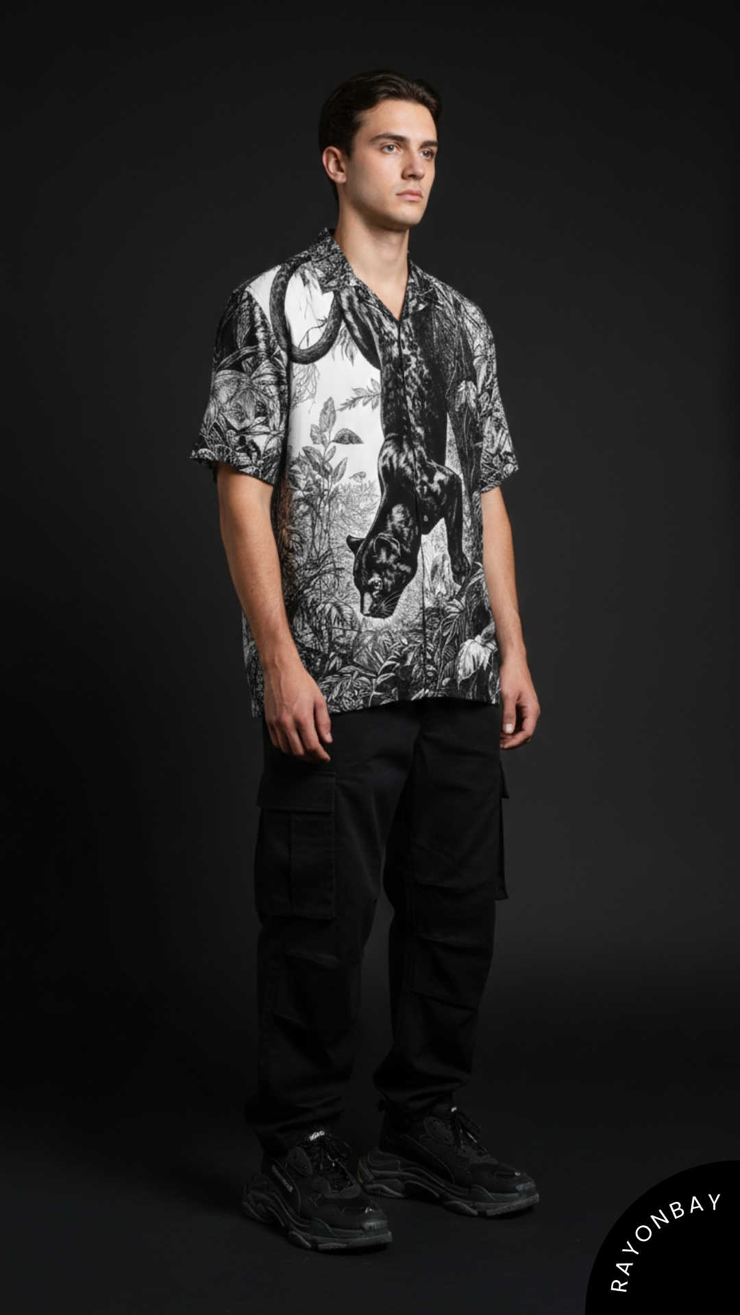 The Charcoal Jungle Art Aloha Shirt