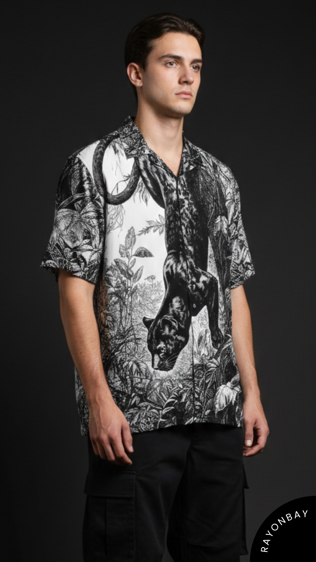 The Charcoal Jungle Art Aloha Shirt