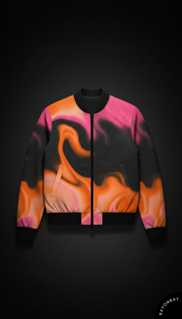 Bright Neon Liquid Art Print Bomber Jacket