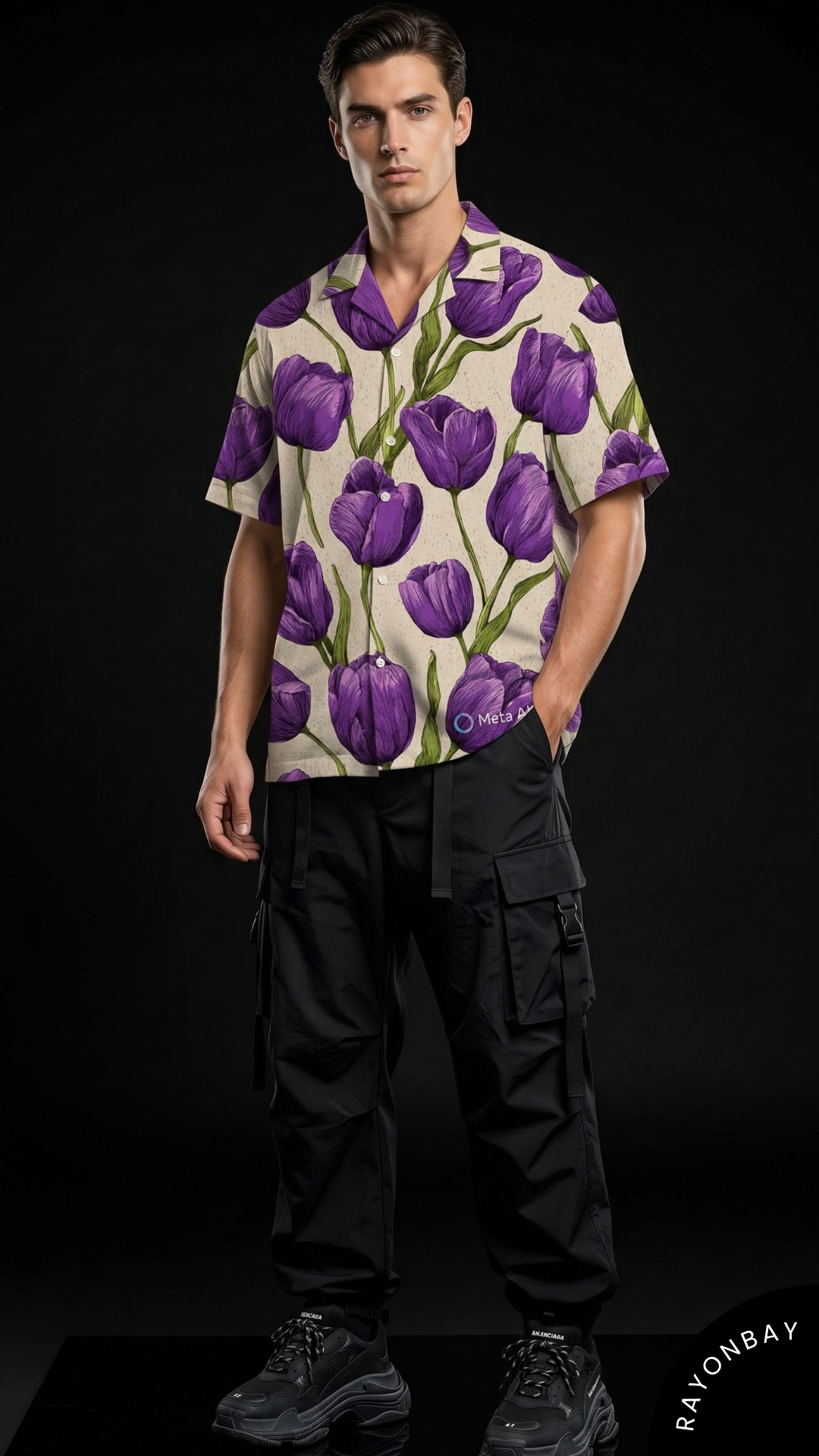 Tulip Floral Print Aloha Shirt