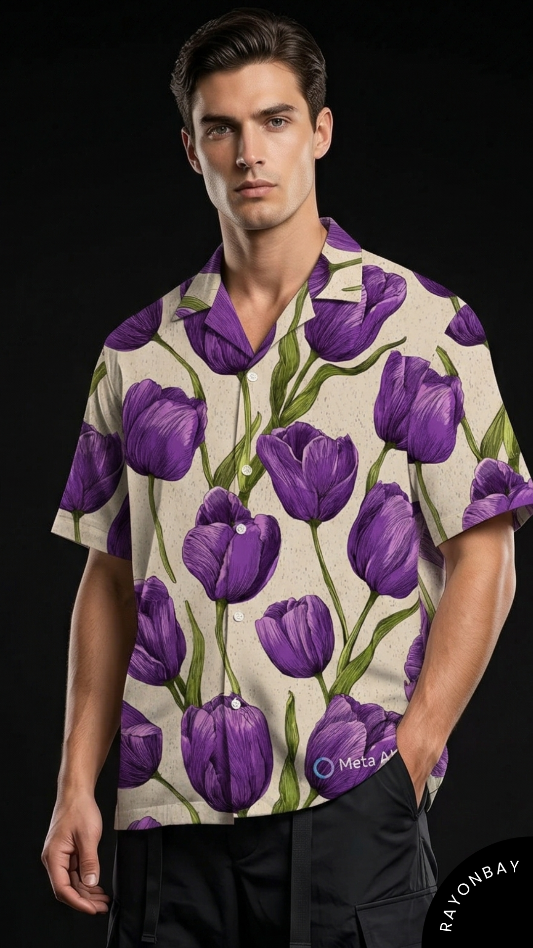 Tulip Floral Print Aloha Shirt