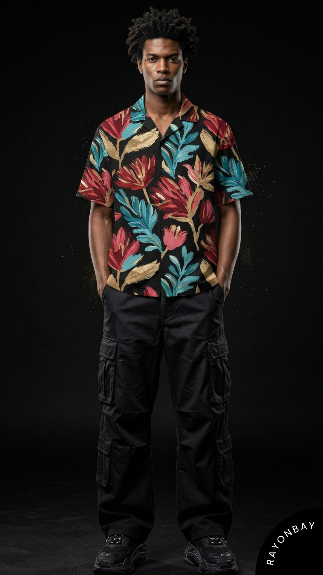 Magnolia Midnight Floral Print Aloha Shirt