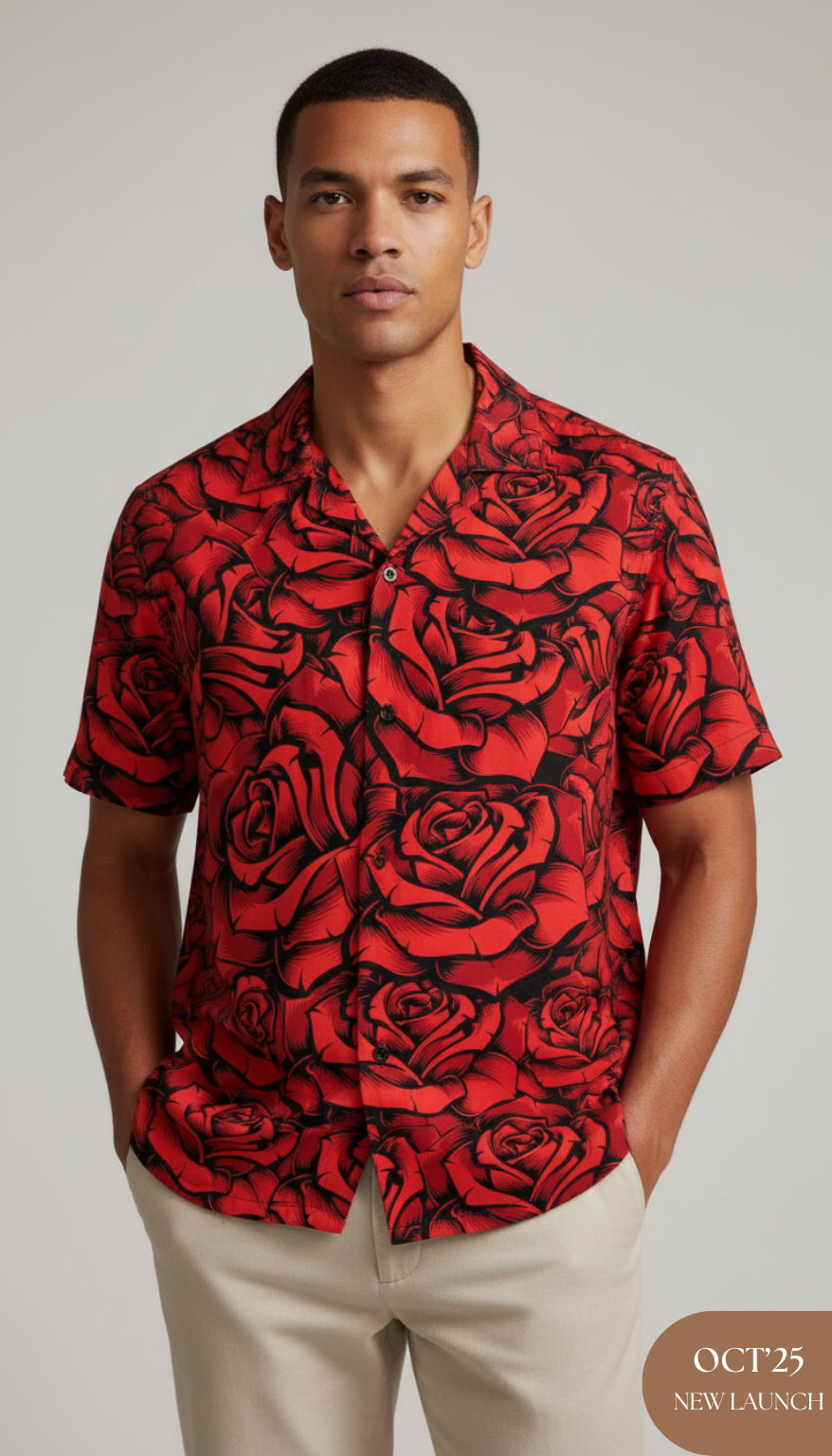 Red Roses Print Aloha Shirt