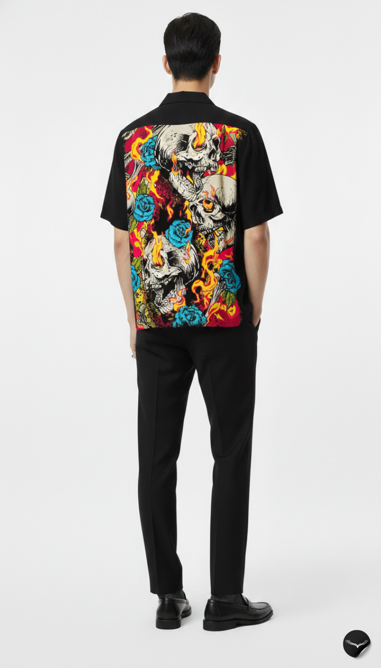 Neon Inferno Skulls Aloha Shirt