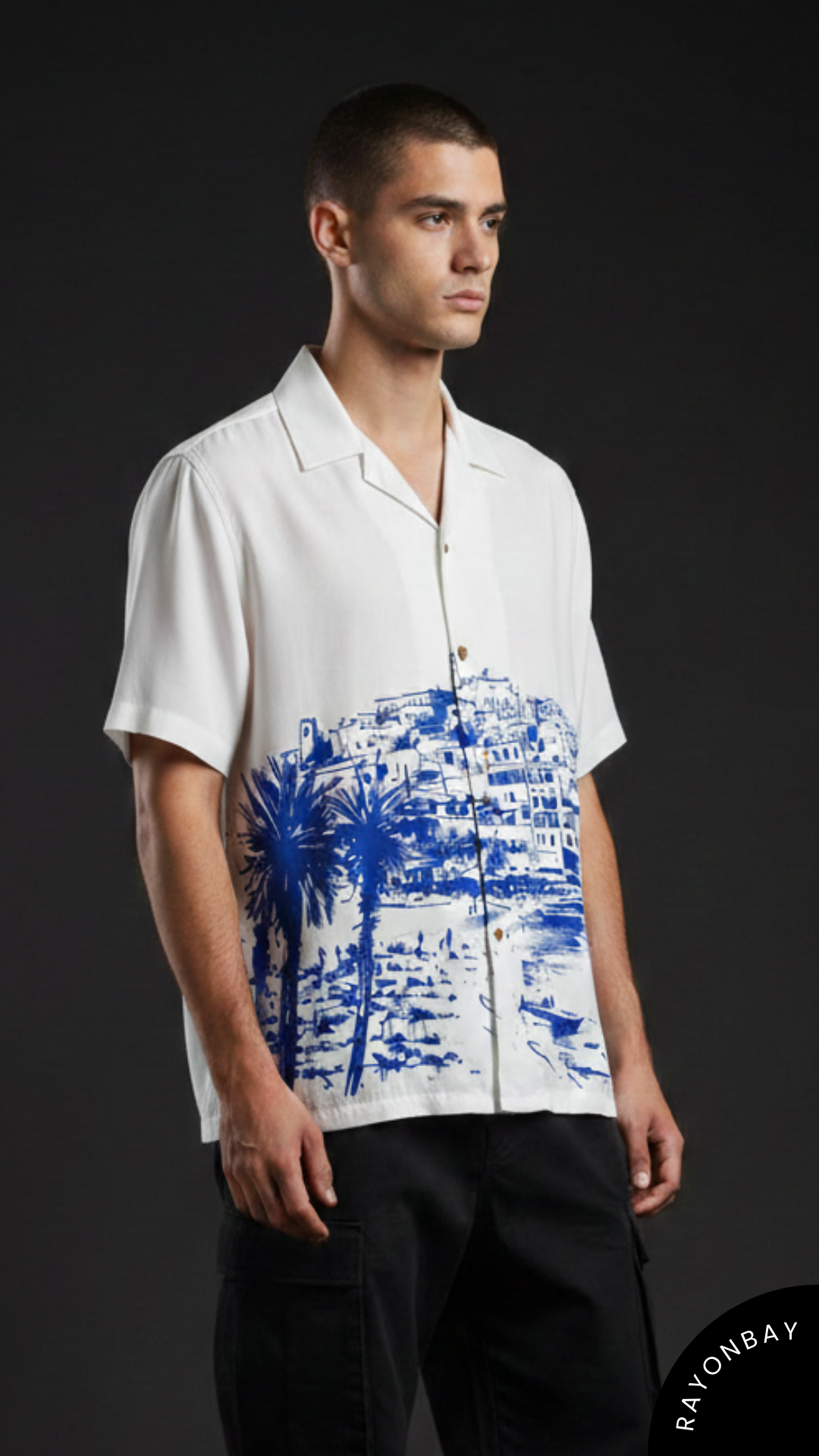 The Santorini Vista Aloha Shirt