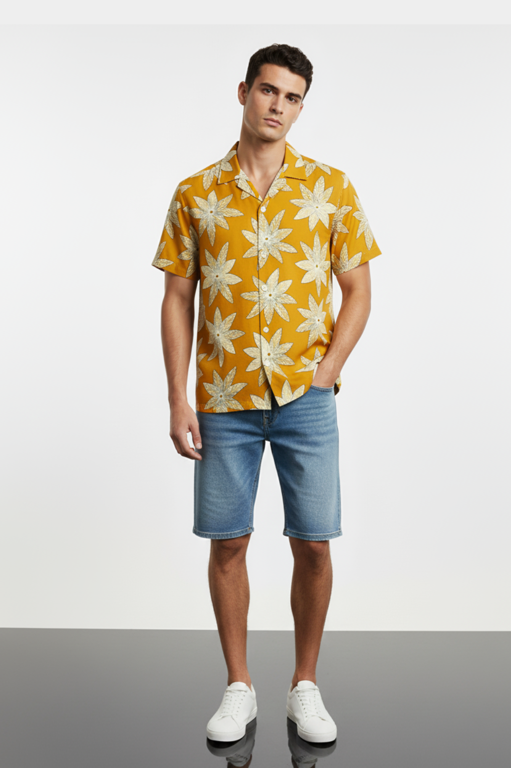 Yellow Floral Aloha Shirt
