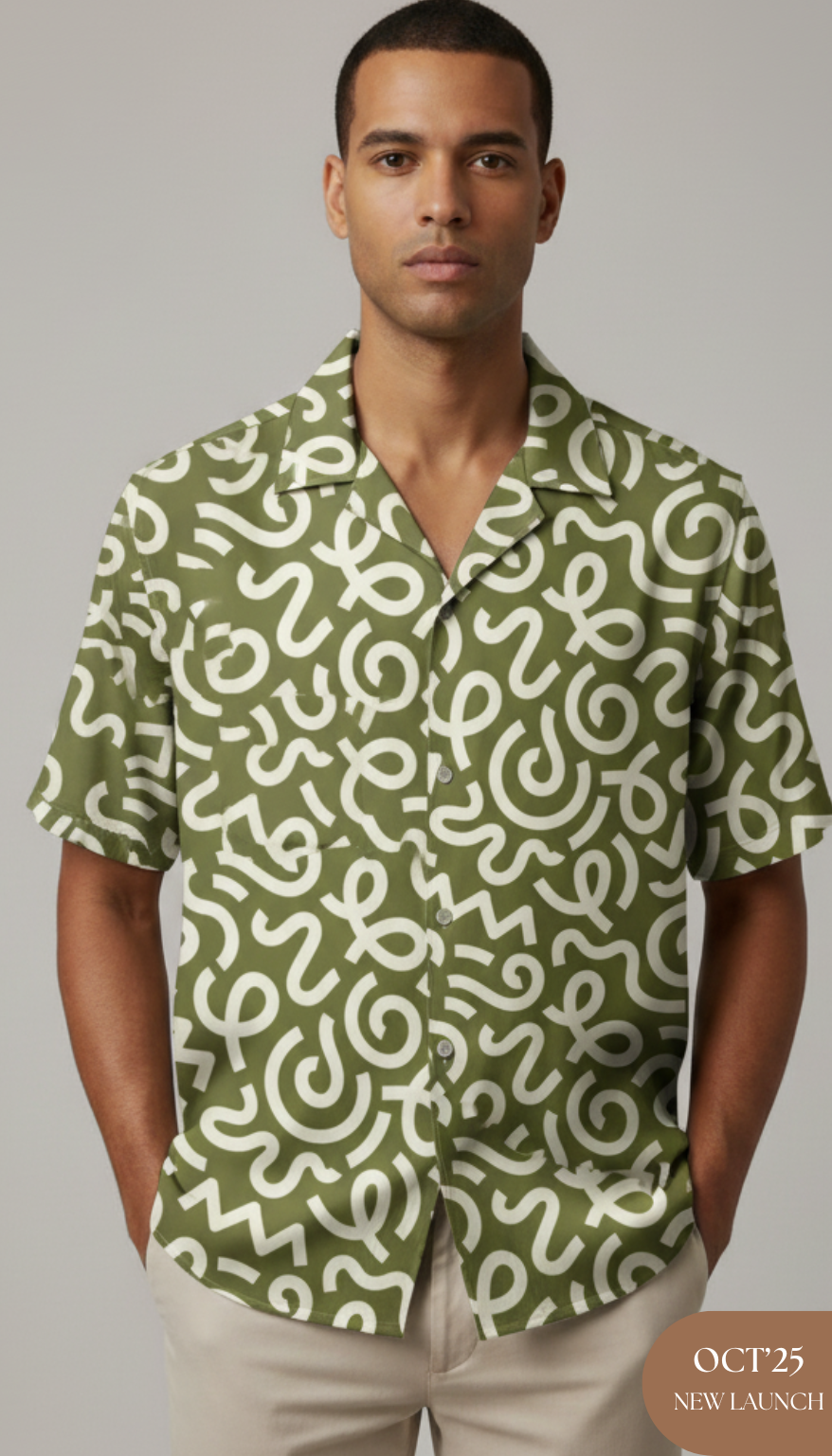 Green Abstract Print Aloha Shirt
