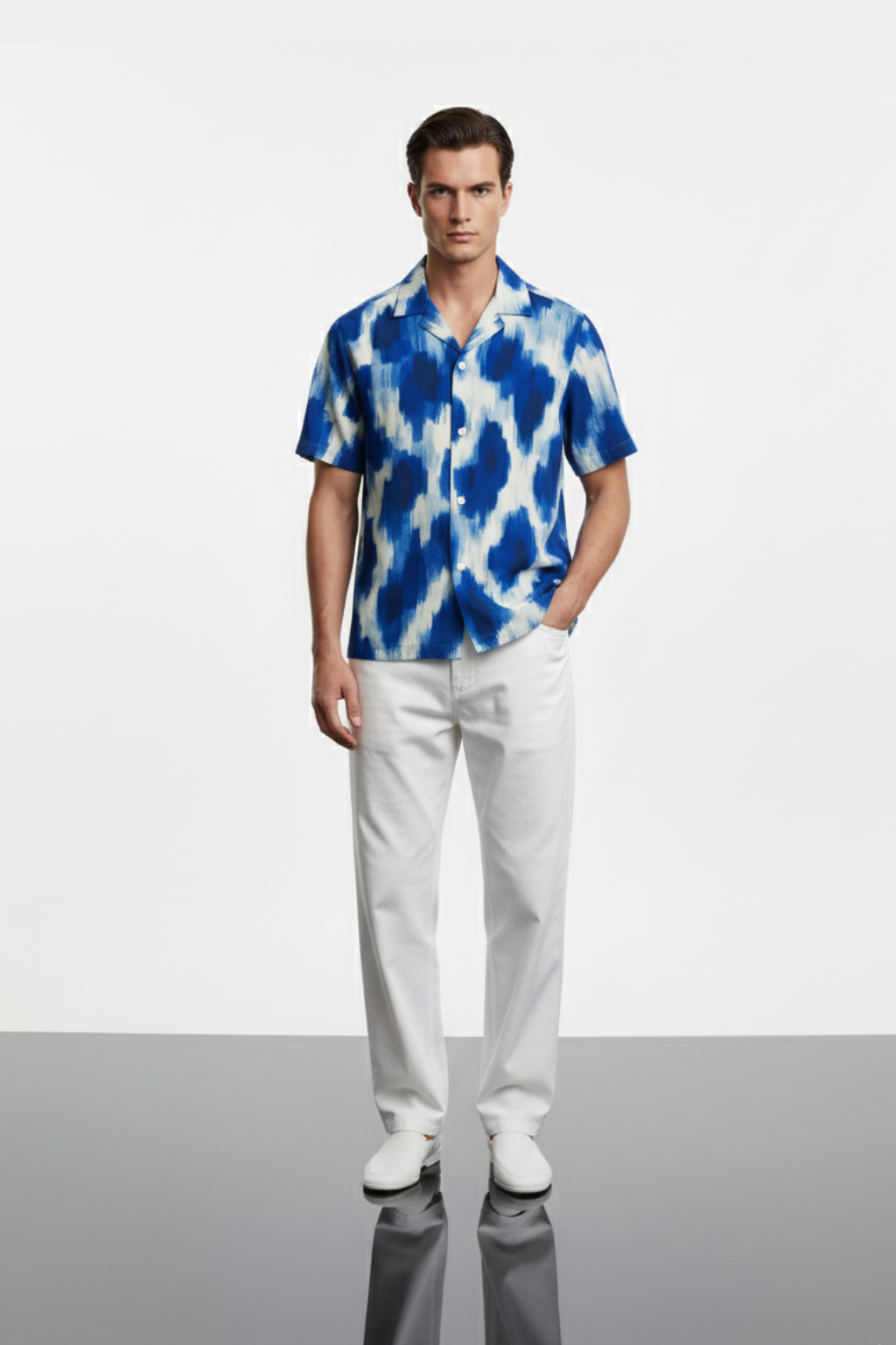 Blue Tie Dye Aloha Shirt
