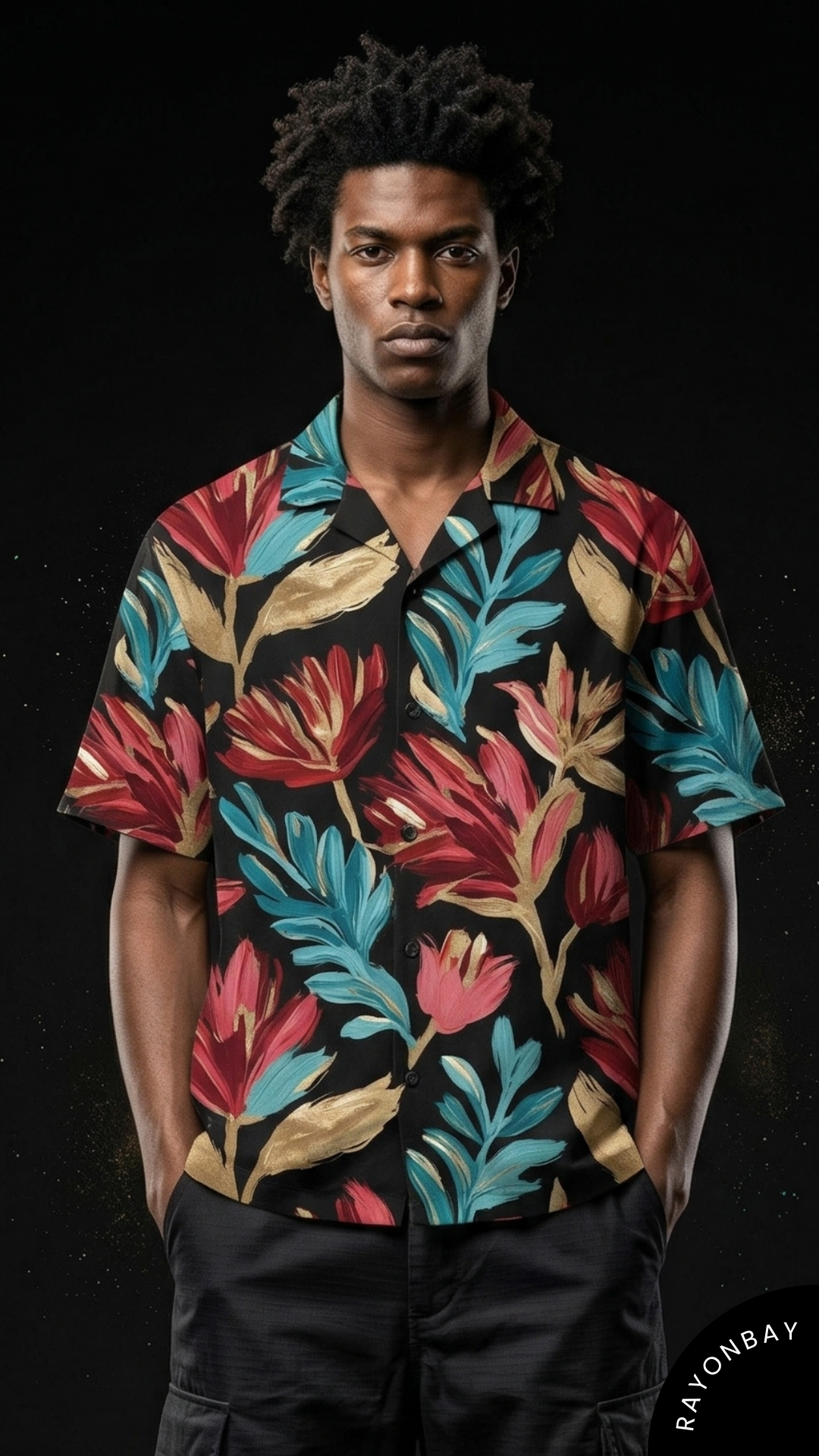 Magnolia Midnight Floral Print Aloha Shirt