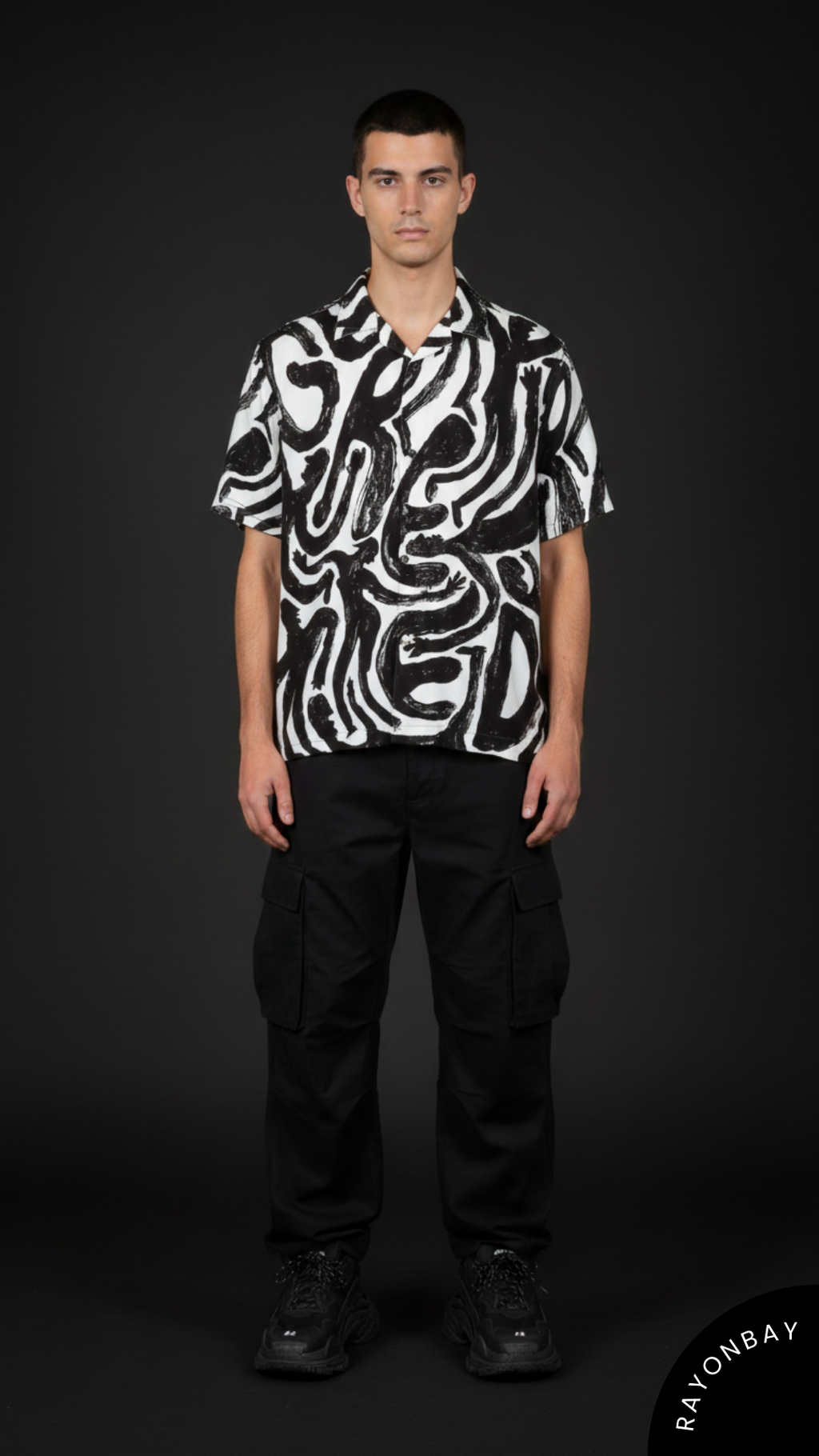B&W Abstract Art Aloha Shirt