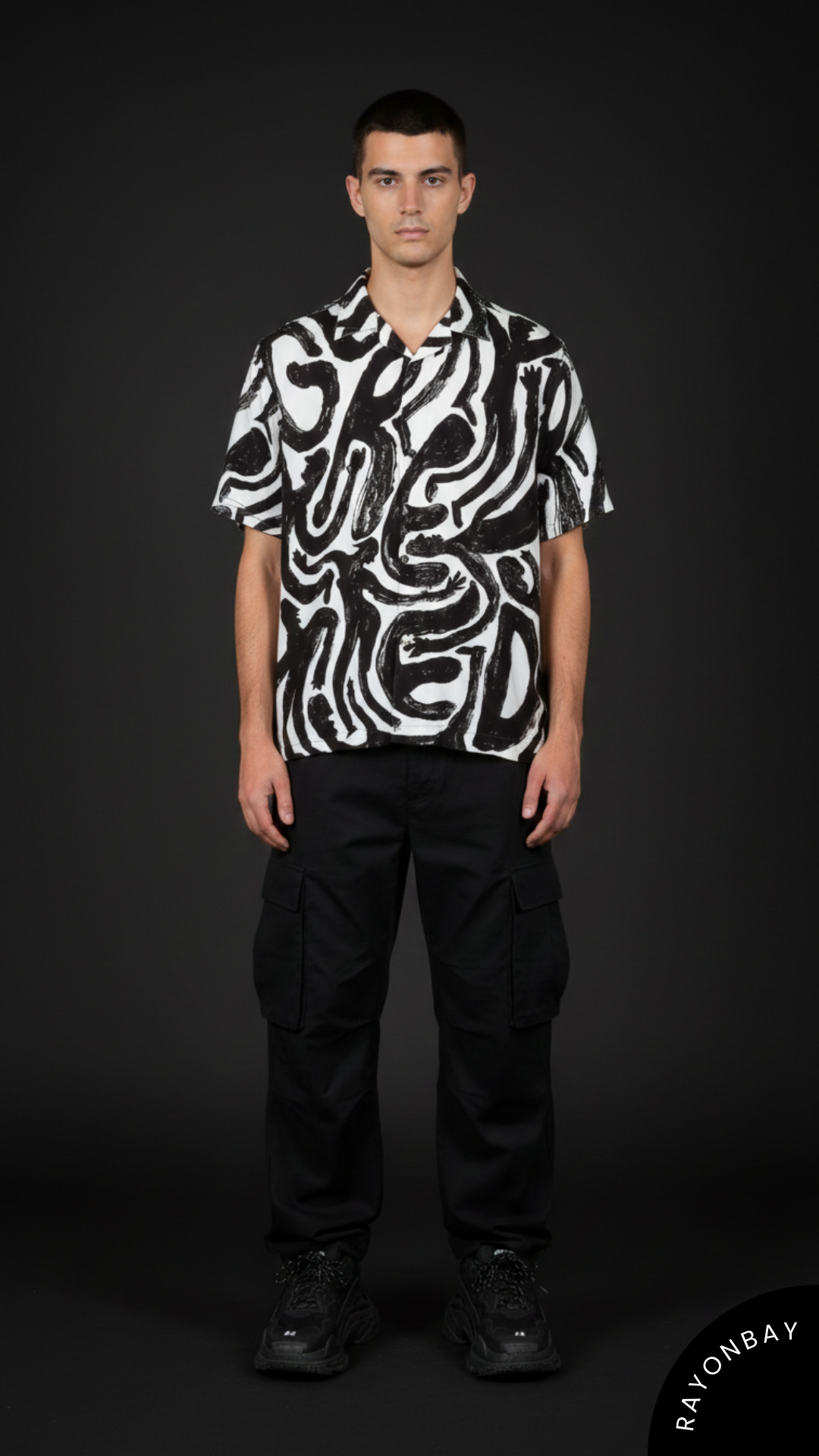 B&W Abstract Art Aloha Shirt