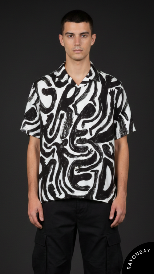 B&W Abstract Art Aloha Shirt
