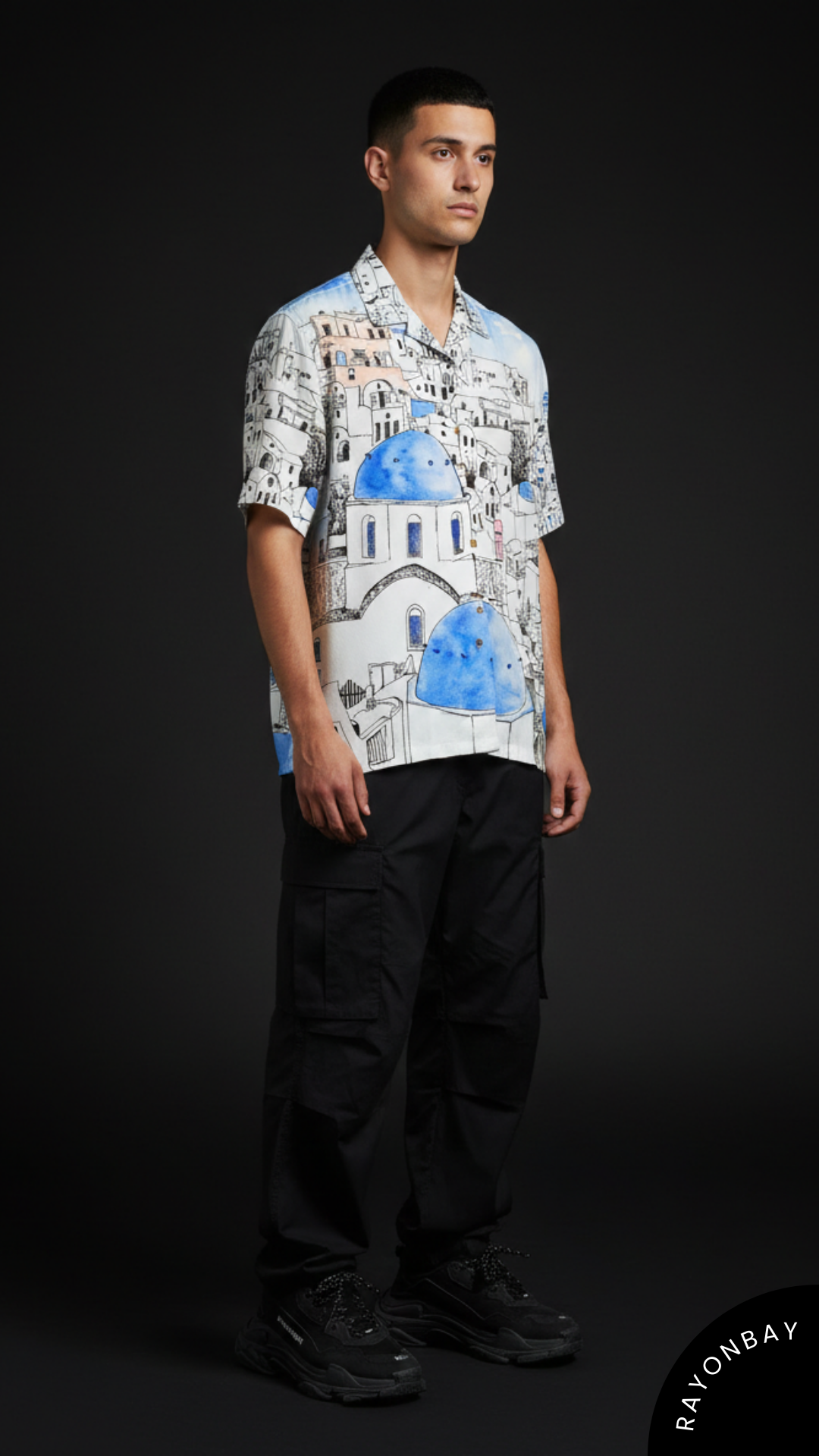 Santorini Sketch Aloha Shirt